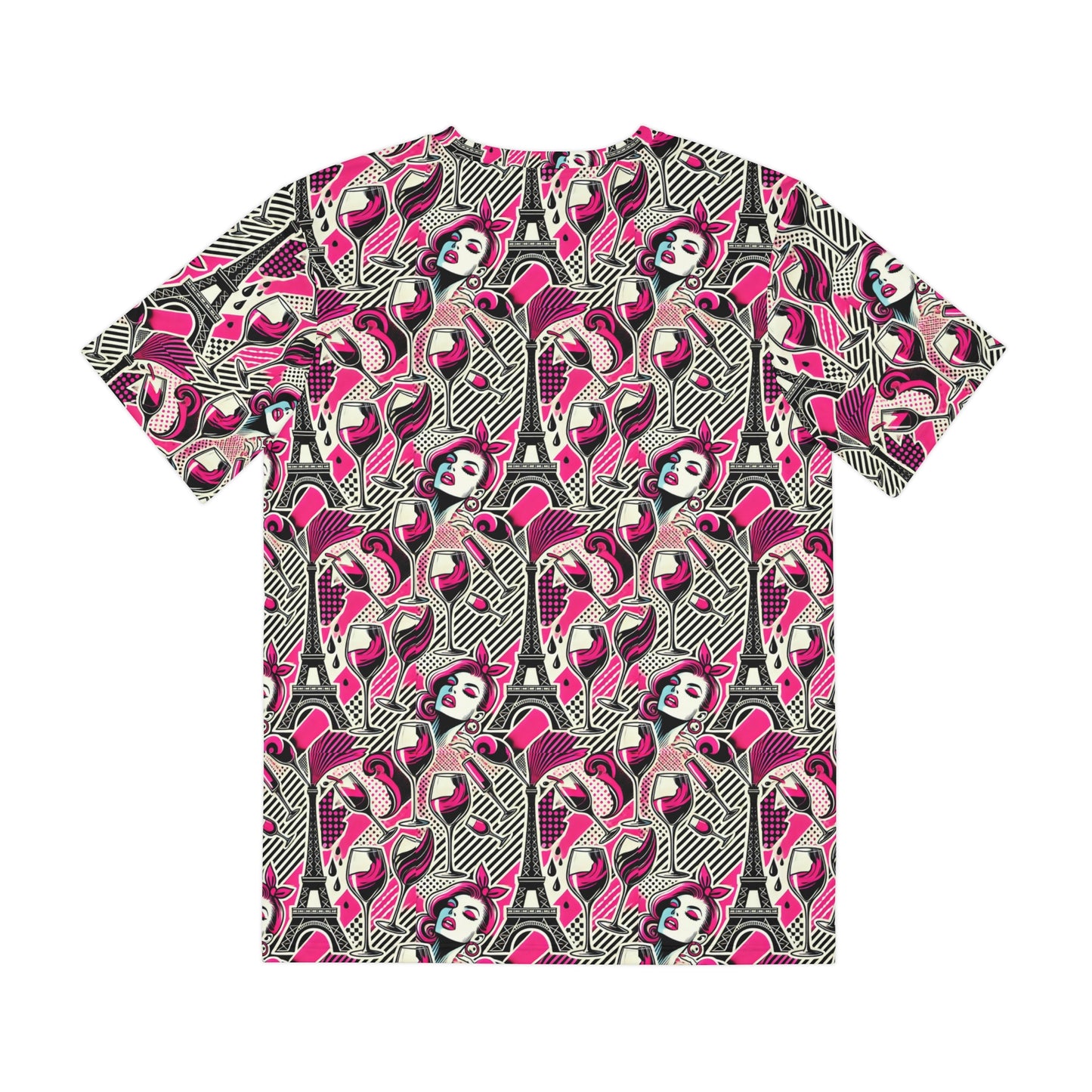 Eiffel De Chic Fashion Pink Print Men's Super Soft Polyester Tee