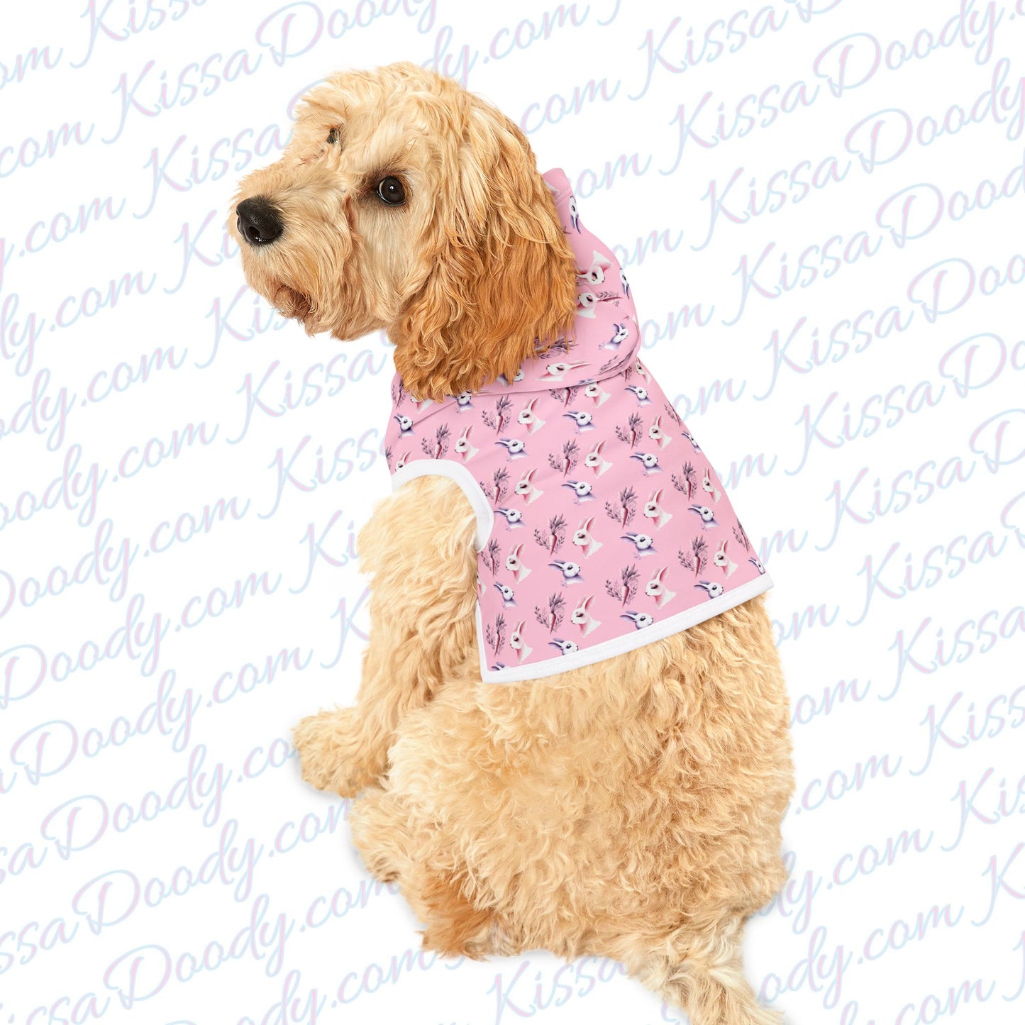 Spring Bunny Pink Pet Sweatshirt Cat Dog Owner Easter Present Gift Idea Pet Hoodie by Kissa Doody (Adult Matching Dress Sold SEPARATELY)