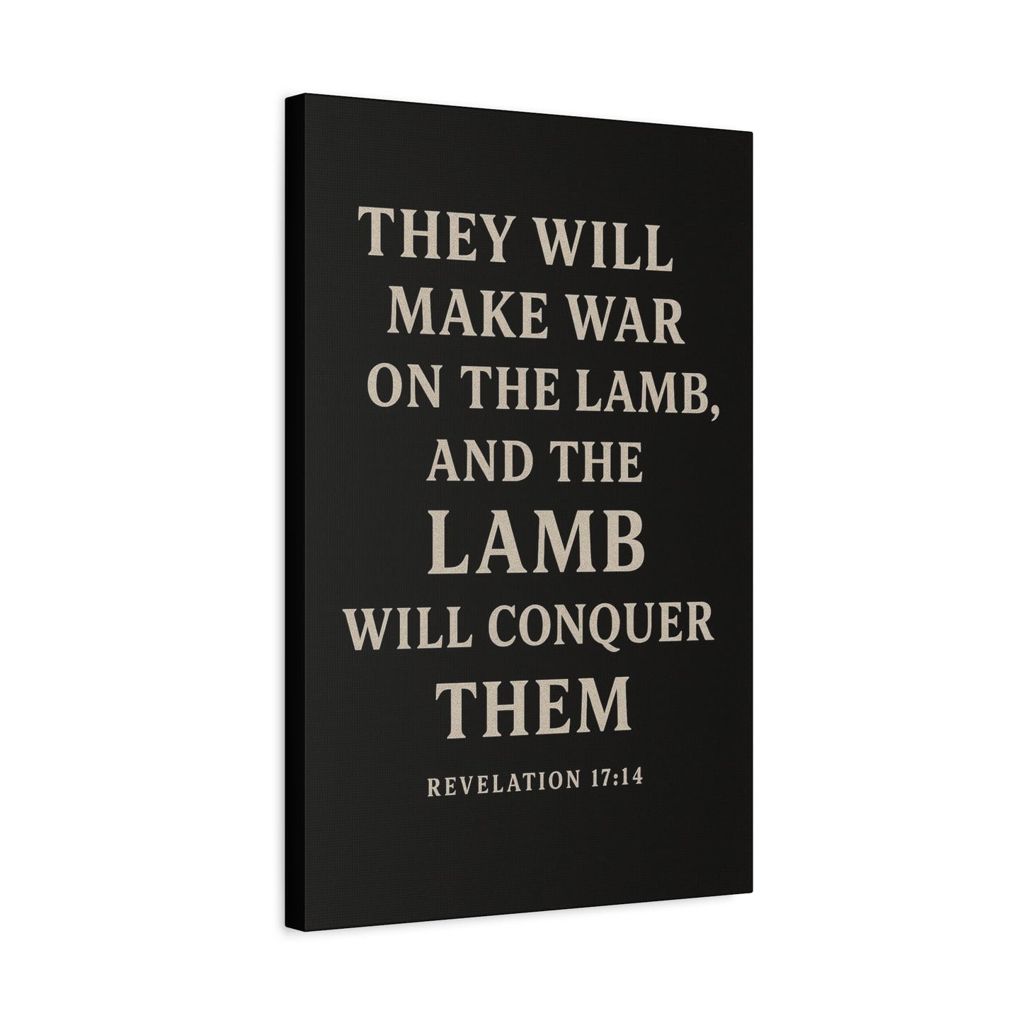 They Will Make War On The Lamb and The Lamb Will Conquer Them Book of Revelations Quote Inspirational Wall Art Canvas Religious Home Decor
