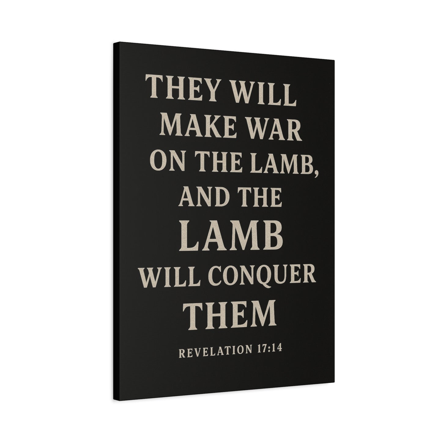 They Will Make War On The Lamb and The Lamb Will Conquer Them Book of Revelations Quote Inspirational Wall Art Canvas Religious Home Decor