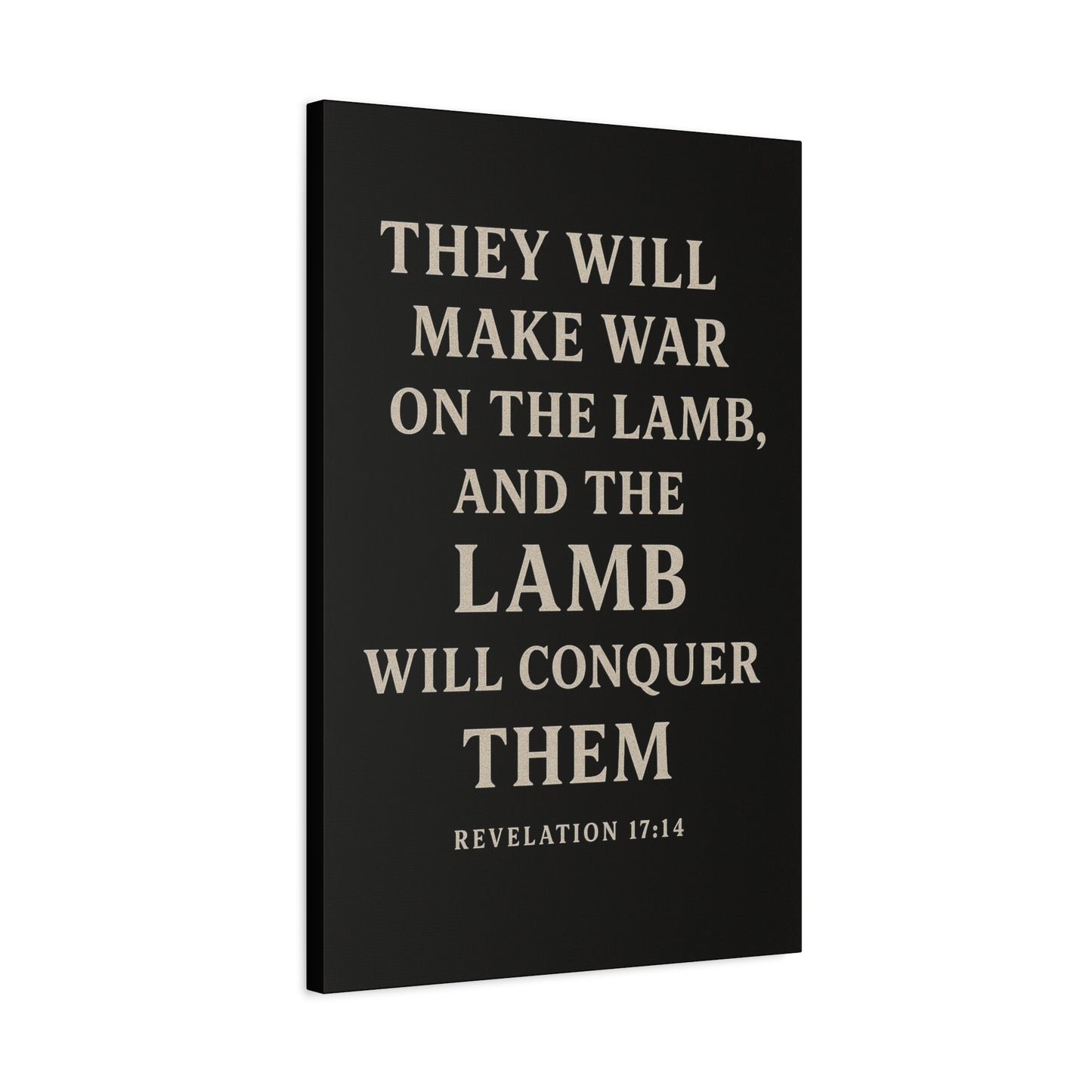 They Will Make War On The Lamb and The Lamb Will Conquer Them Book of Revelations Quote Inspirational Wall Art Canvas Religious Home Decor