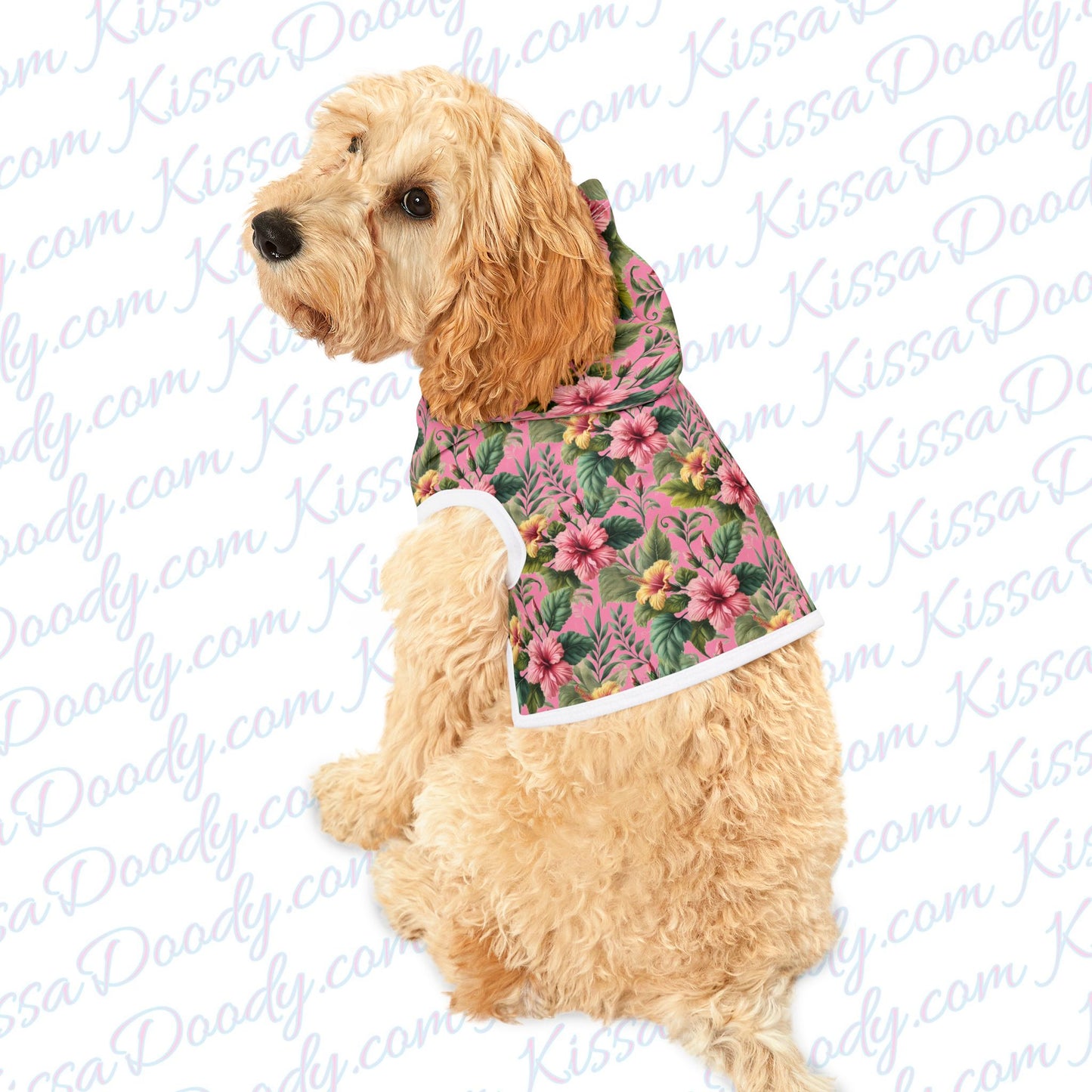 Summer Hibiscus Vibes Super Cute Floral Cat Dog Matching Pet Fur Hoodie Sweatshirt Exclusively by Kissa Doody (owner outfit sold SEPARATELY)