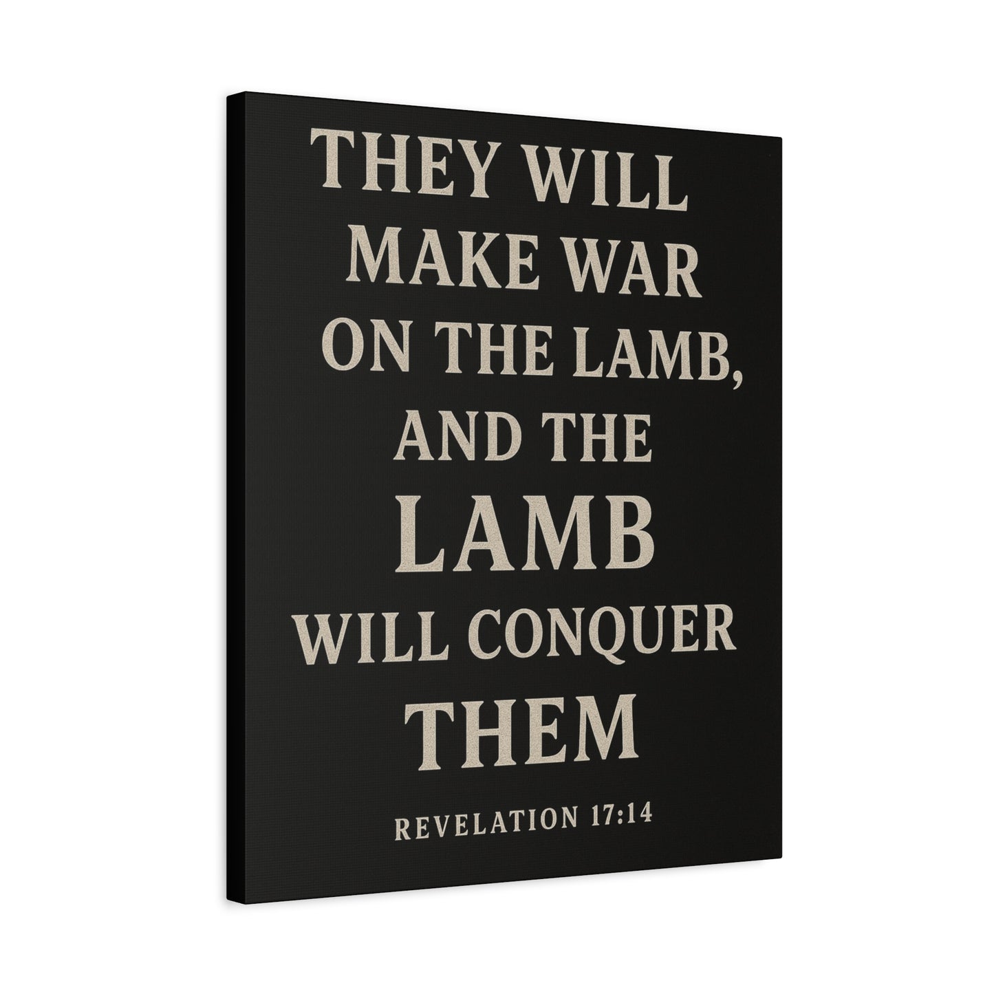 They Will Make War On The Lamb and The Lamb Will Conquer Them Book of Revelations Quote Inspirational Wall Art Canvas Religious Home Decor