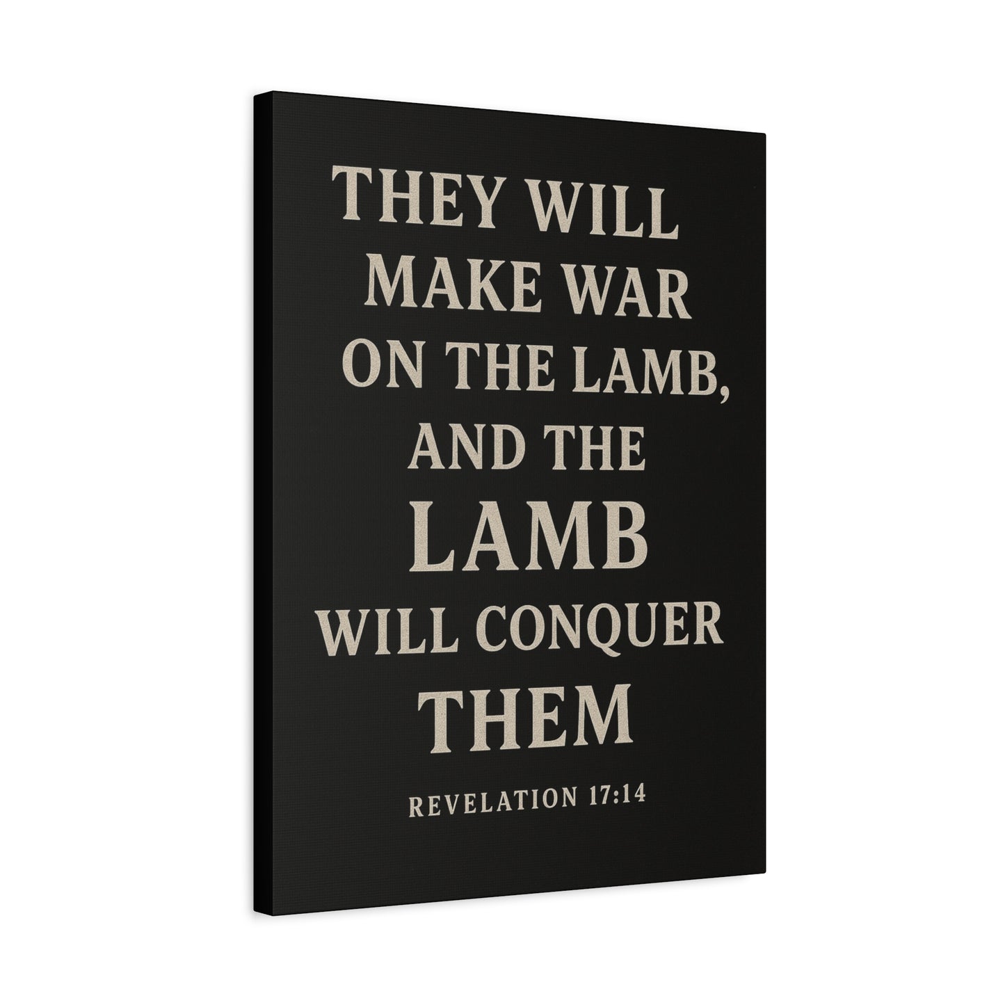 They Will Make War On The Lamb and The Lamb Will Conquer Them Book of Revelations Quote Inspirational Wall Art Canvas Religious Home Decor