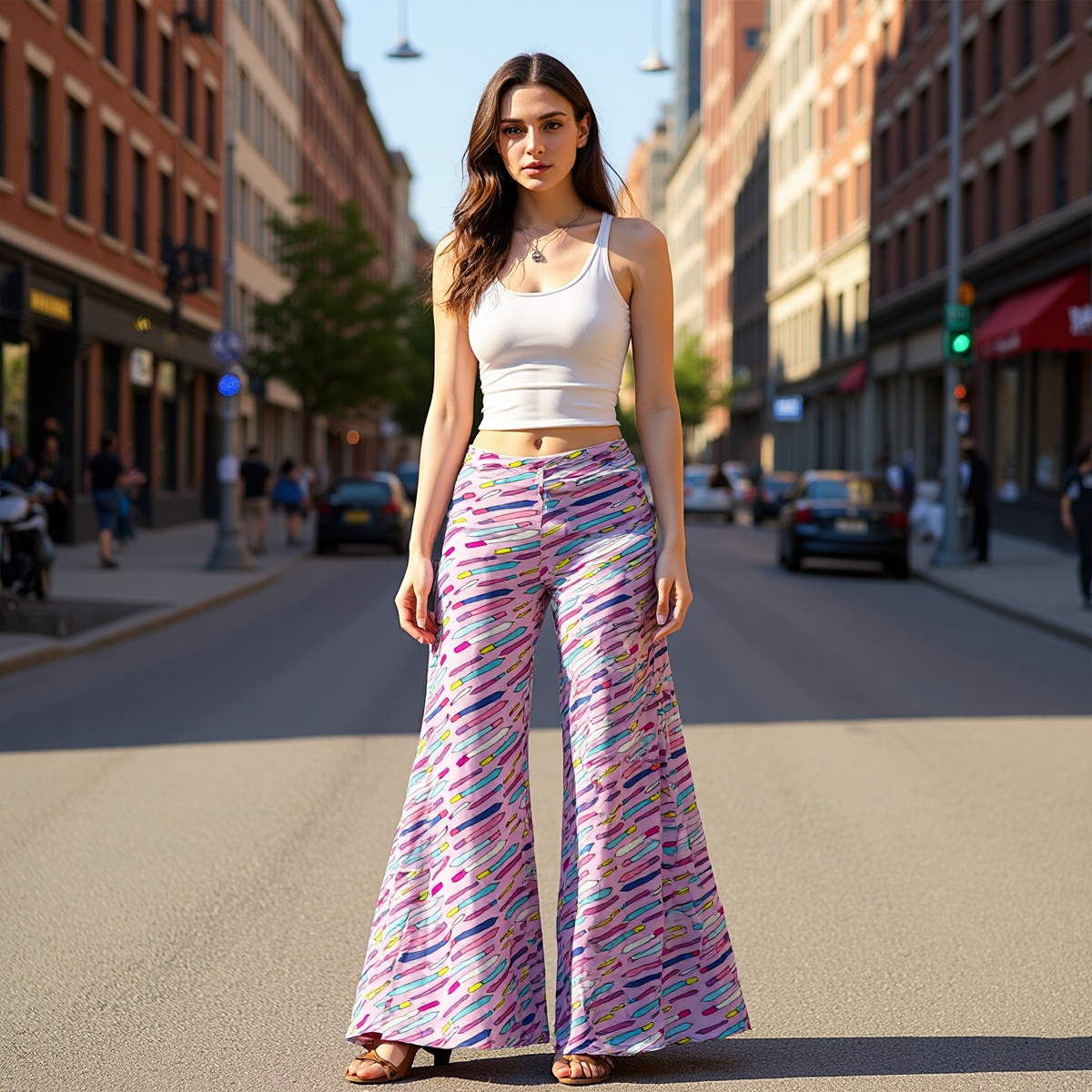 Smoke A Doob Women's High Waist Wide Leg Pants with 90s Style Rolled Joint Cigarette Print