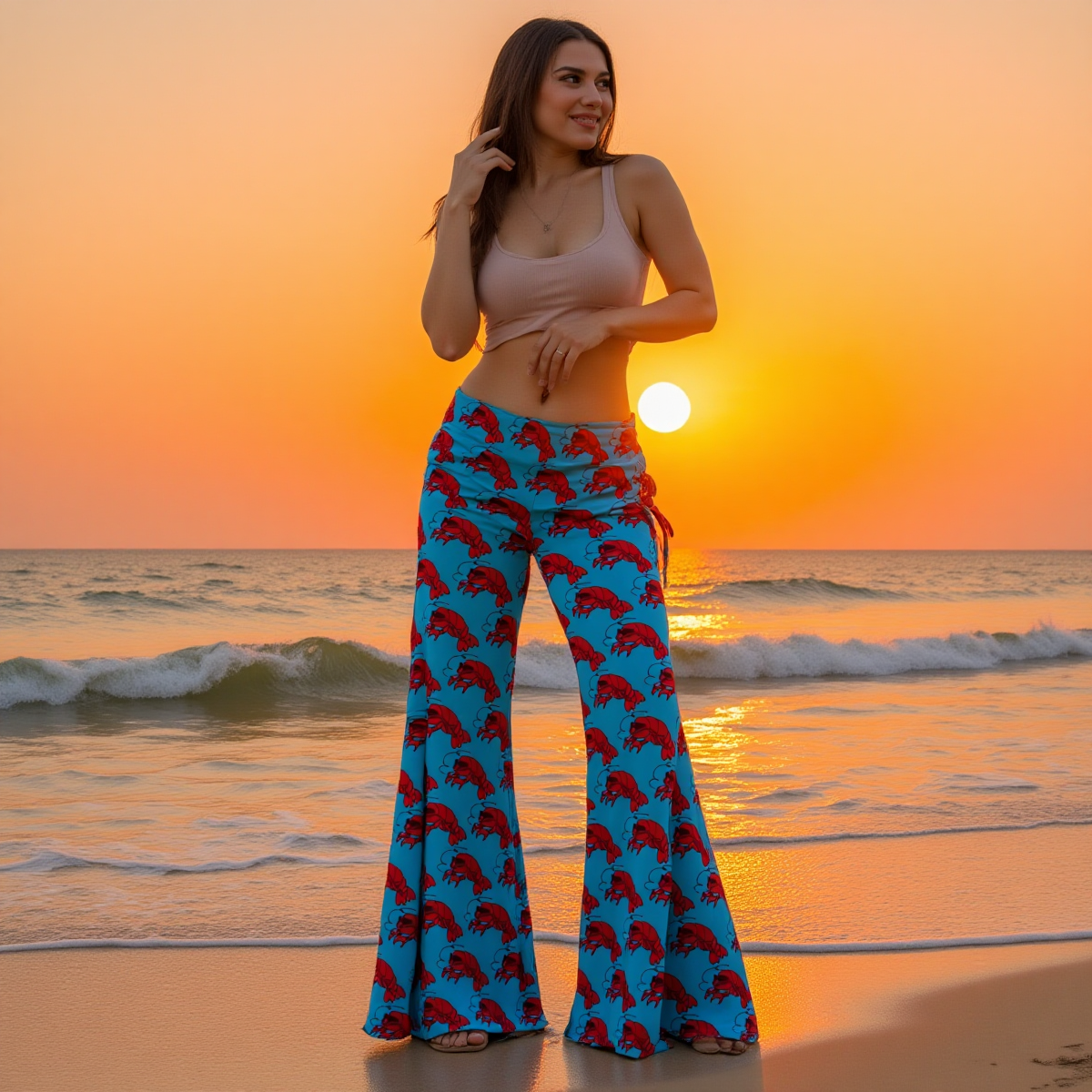 Women's High Waist Wide Leg Pants Leggings Fold-Over Waistband Lightweight Flowy Yoga & Casual Wear