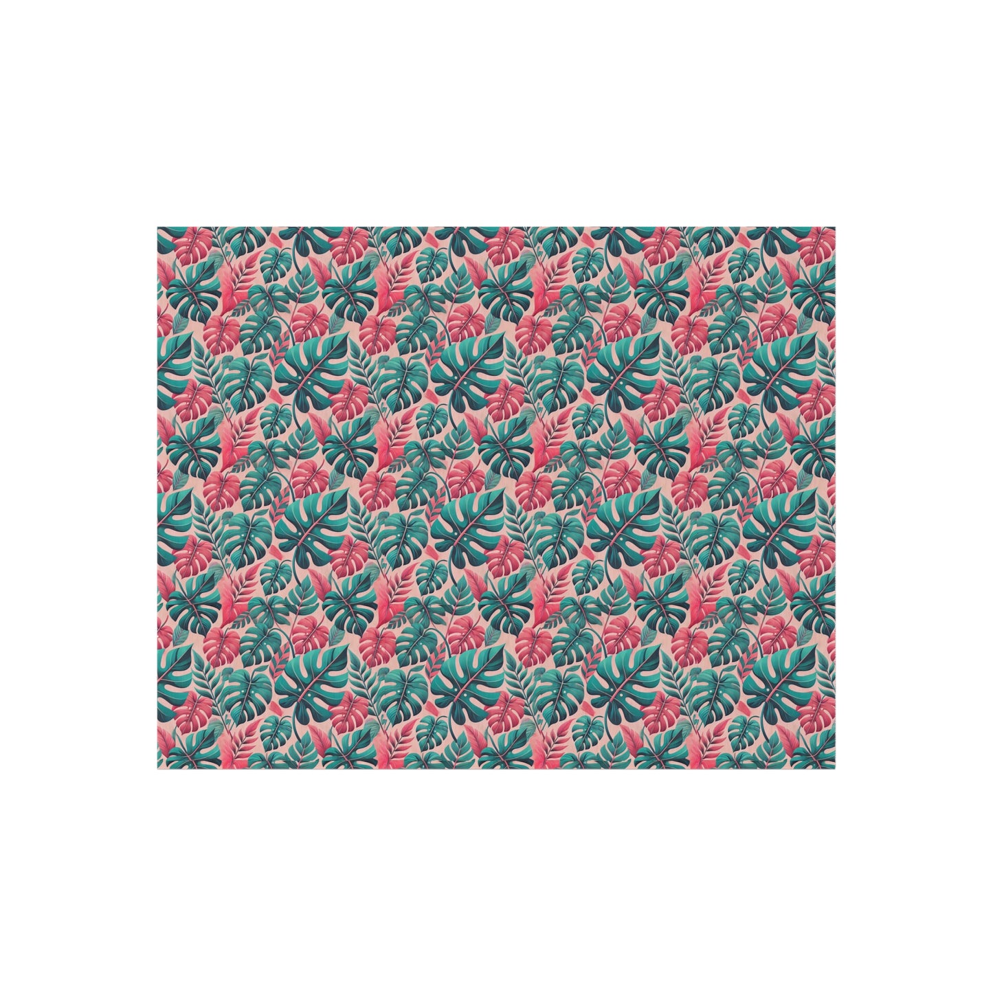 Don't Worry Be Happy Tropical Leaf Print Indoor Outdoor Rug Pink Patio Deck Decor Bedroom Custom Mat Home Decor Exclusively by Kissa Doody