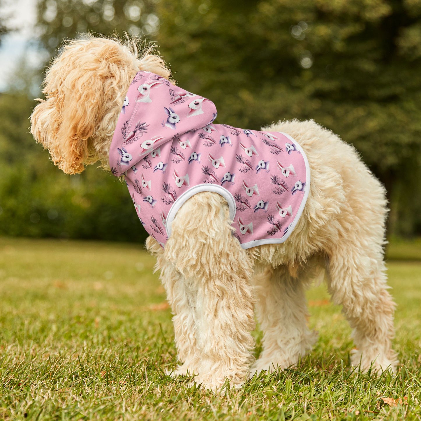 Spring Bunny Pink Pet Sweatshirt Cat Dog Owner Easter Present Gift Idea Pet Hoodie by Kissa Doody (Adult Matching Dress Sold SEPARATELY)