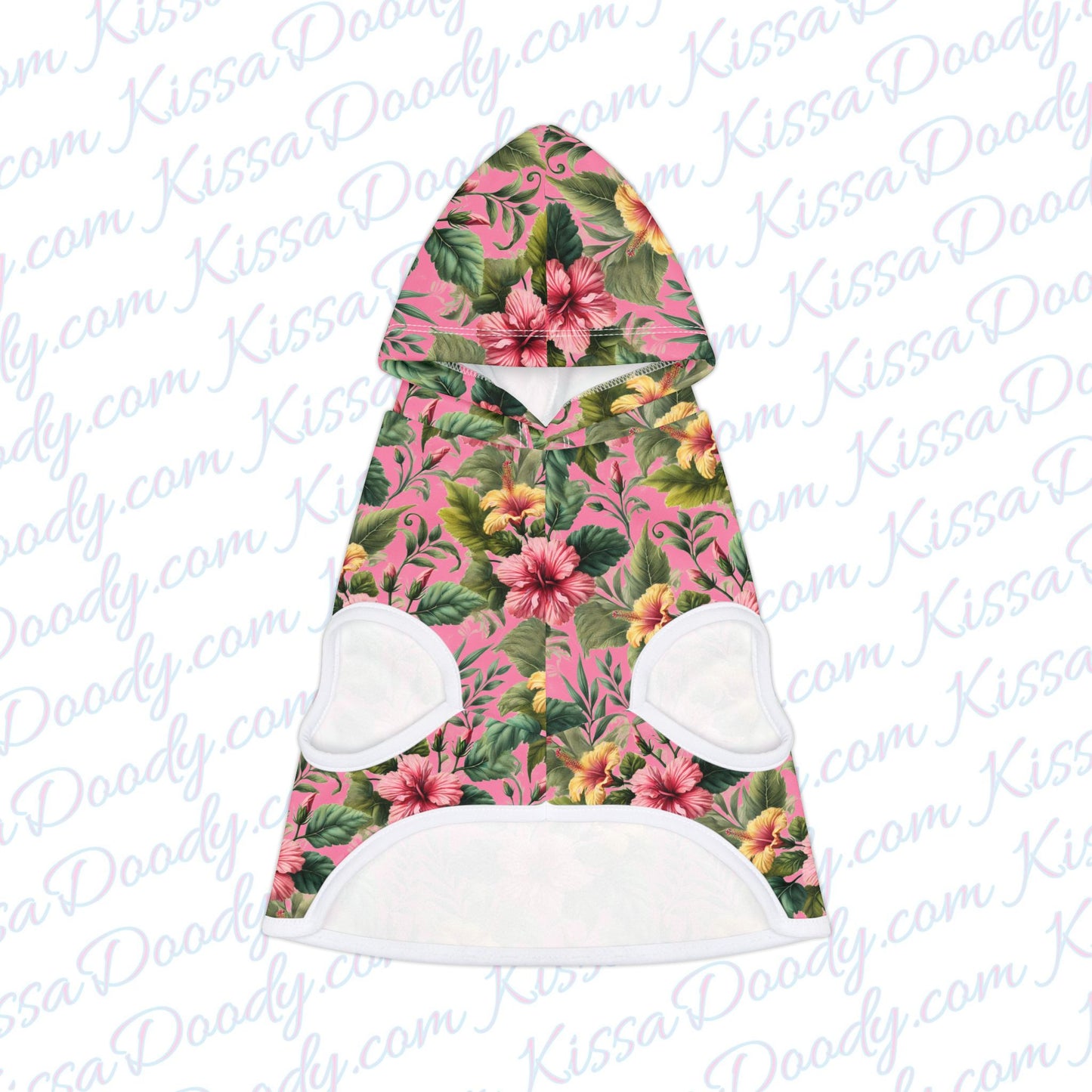 Summer Hibiscus Vibes Super Cute Floral Cat Dog Matching Pet Fur Hoodie Sweatshirt Exclusively by Kissa Doody (owner outfit sold SEPARATELY)
