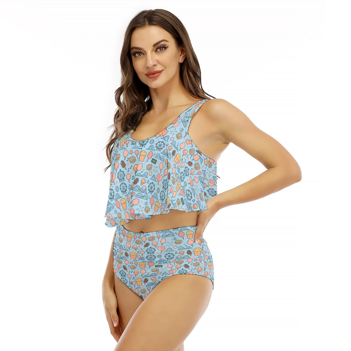 Magical Park Day Slay All-Over Print Women's Ruffled Vest Bikini Swimsuit Couples Matching Swimsuit