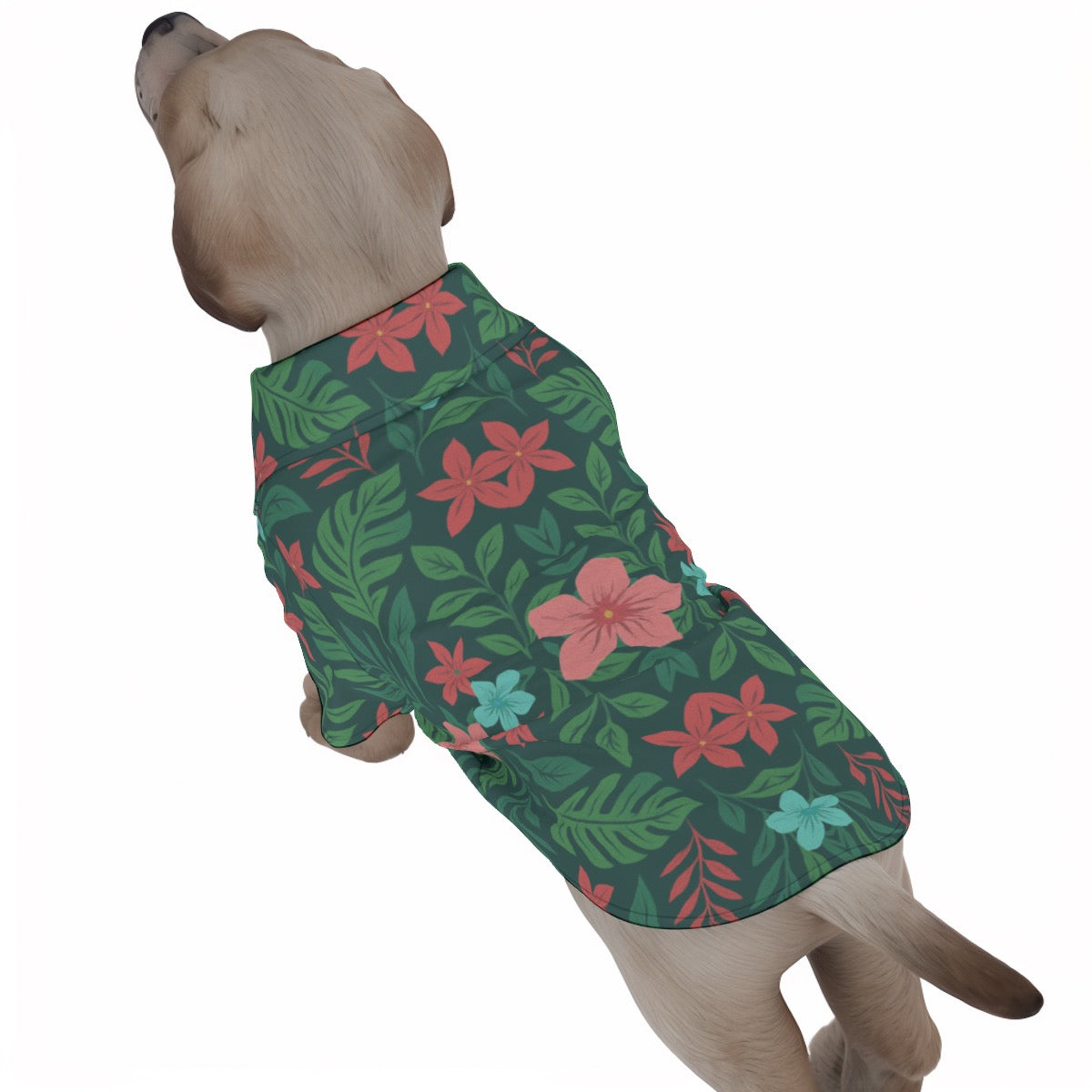Relaxing Vacay Pet's Hawaiian Shirt - Tropical Floral Green Print Dog Outfit Matching Owner Shirt