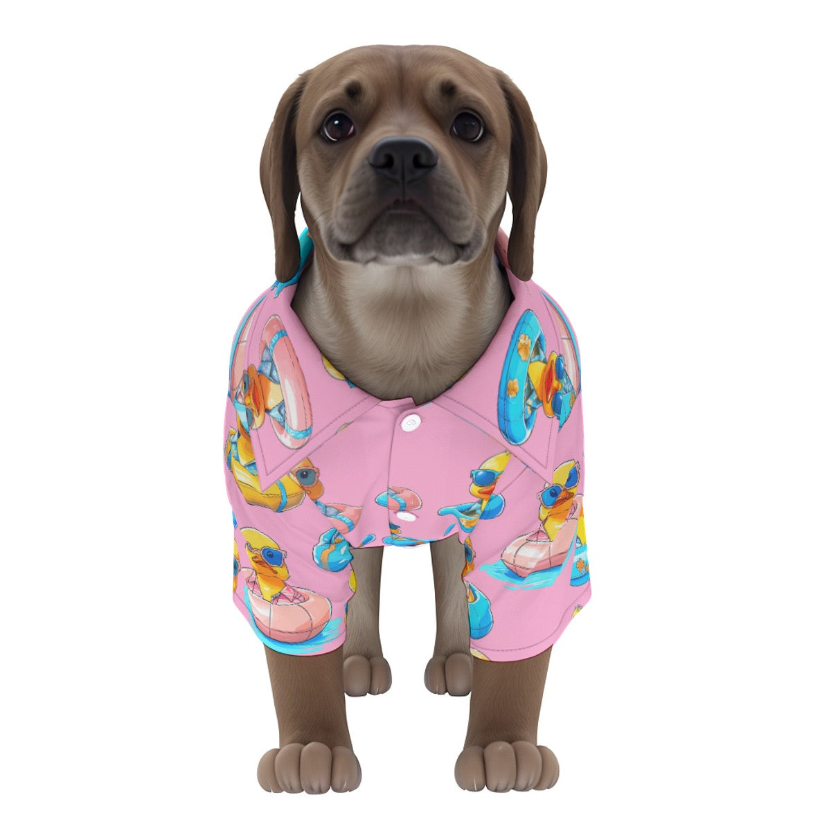 Pet Hawaiian Shirt Pink Rubber Duck Dog Button Up Matching Men's Sold Separately