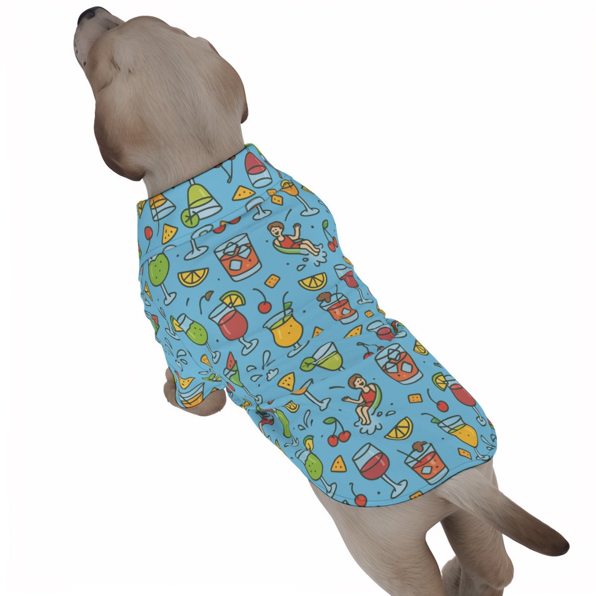Cheers From the Pool Deck Pet's Hawaiian Shirt - Blue Pool Drinks Pattern for Cruise Vacations