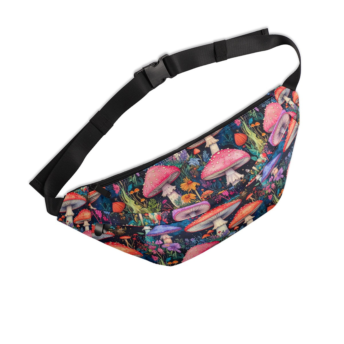 Fairycore Mushroom Fanny Pack Adjustable Waist Belt Bag with Multiple Pockets Large Fanny Bag