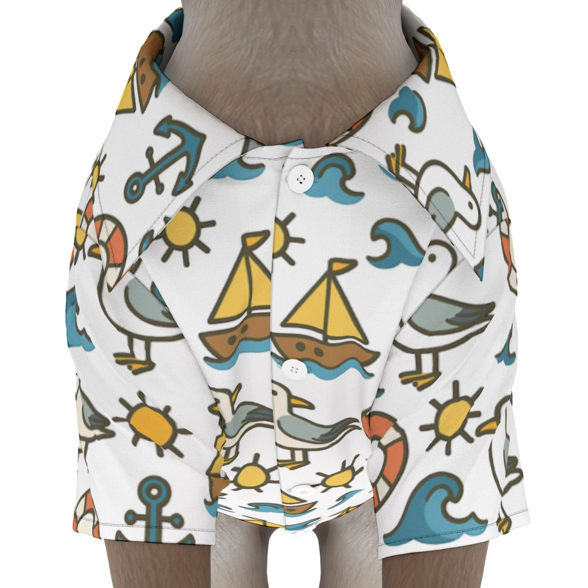 Ships Away Pet's Hawaiian Shirt - Stylish Nautical Print Dog Clothes for Beach or Cruise Vacation