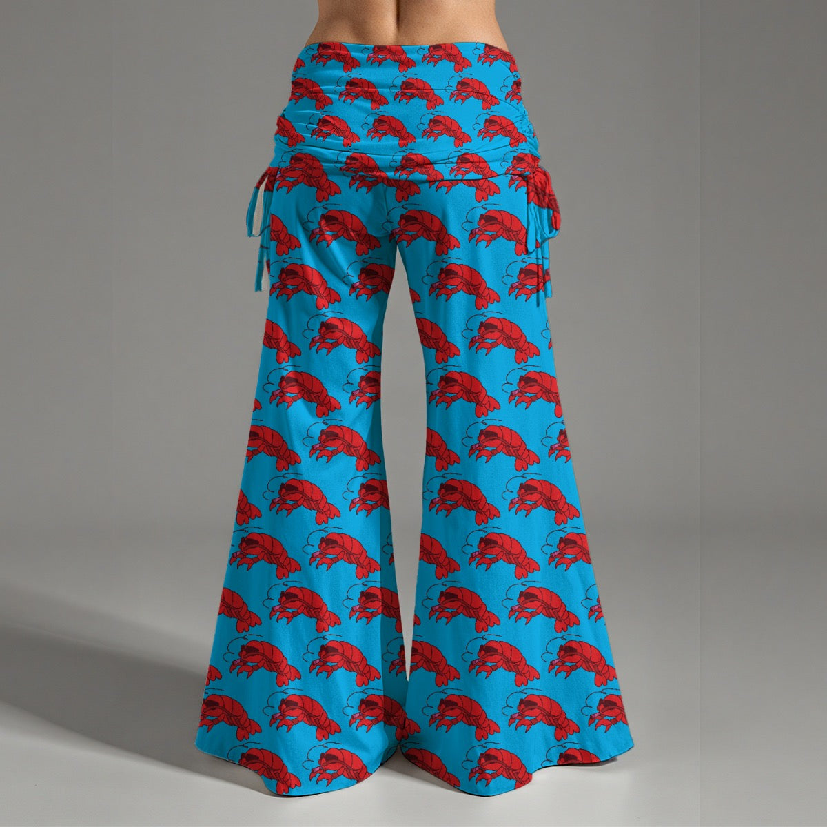 Women's High Waist Wide Leg Pants Leggings Fold-Over Waistband Lightweight Flowy Yoga & Casual Wear