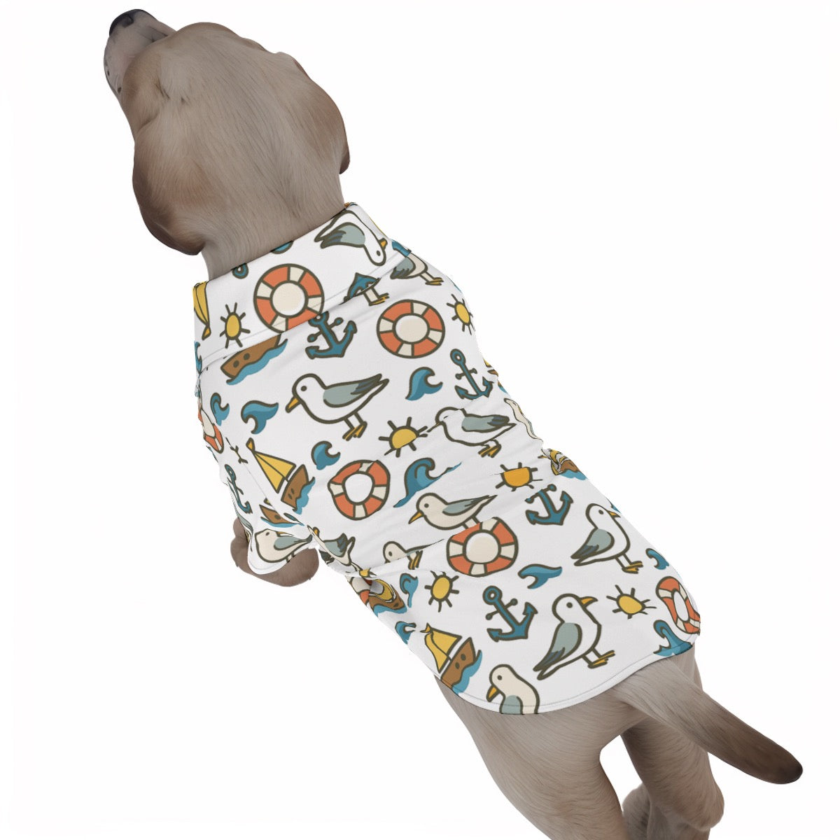 Ships Away Pet's Hawaiian Shirt - Stylish Nautical Print Dog Clothes for Beach or Cruise Vacation