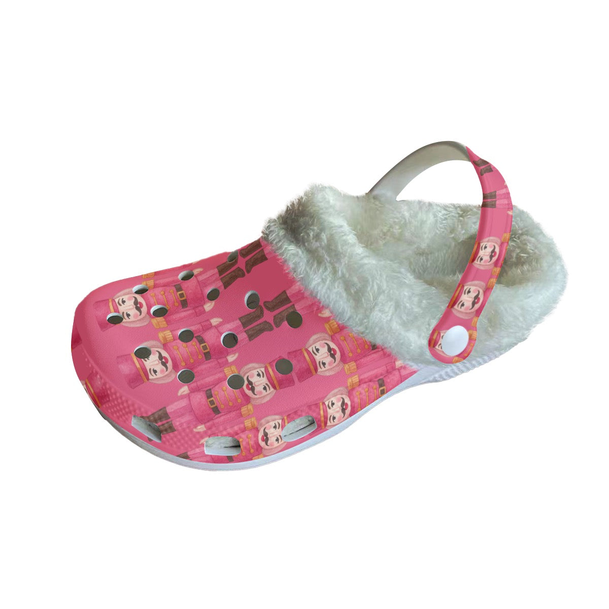 Women's Classic Fleece Clogs Mustache Nutcracker Print Anti-Slip Xmas Ugly Sweater Party Shoes
