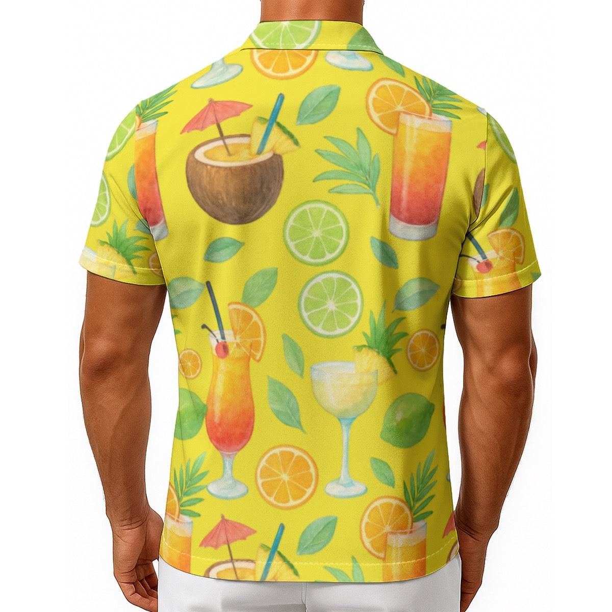 Lime In The Coconut All-Over Print Men's Hawaiian Shirt With Button Closure Matching Vacay Outfit