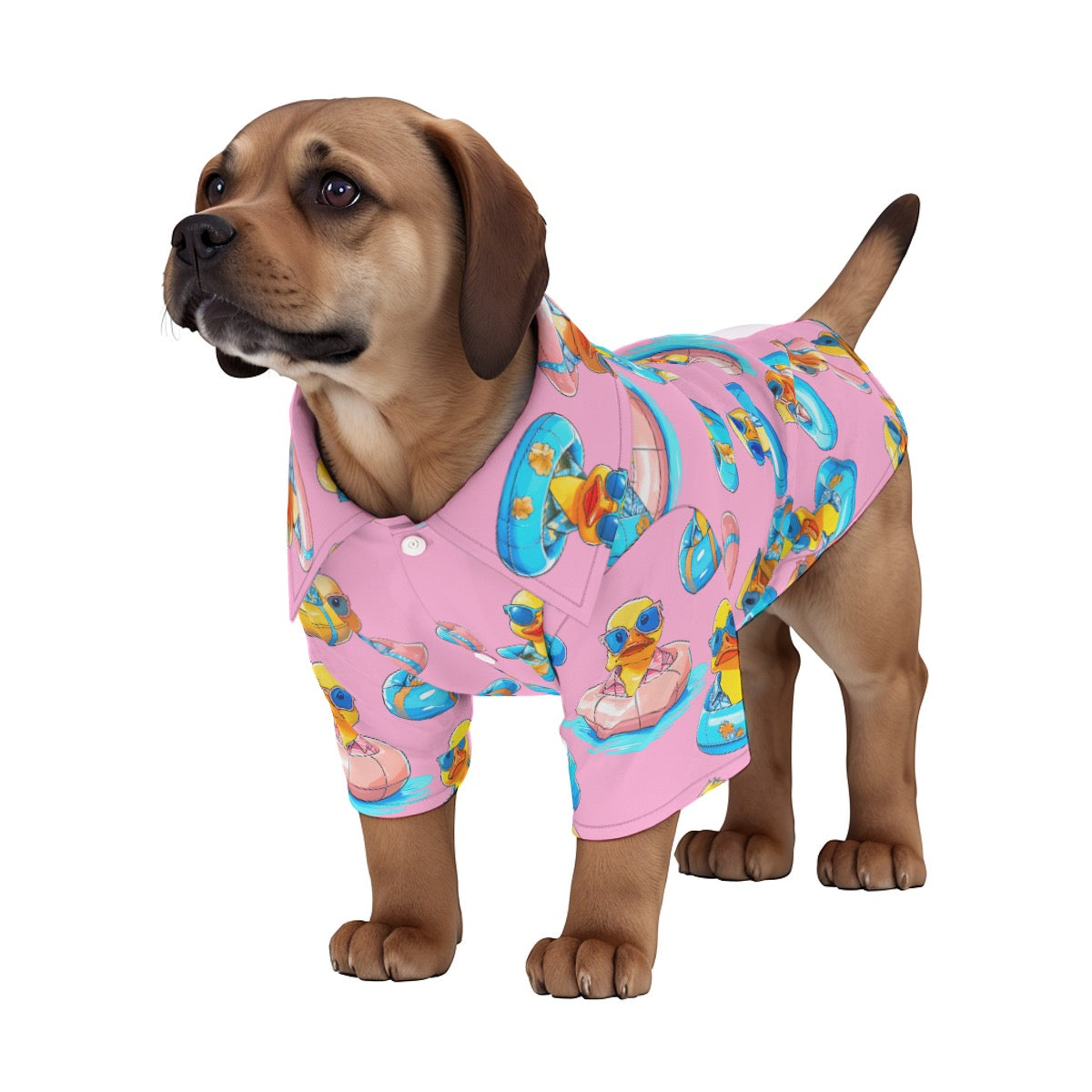 Pet Hawaiian Shirt Pink Rubber Duck Dog Button Up Matching Men's Sold Separately
