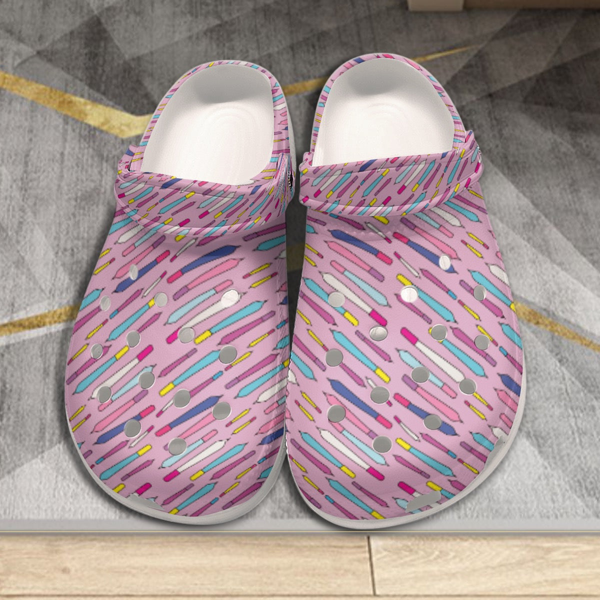 Women's Classic Clogs - Pink 90s Smoker Print EVA Sandals Flip Flop Anti-Slip Lightweight