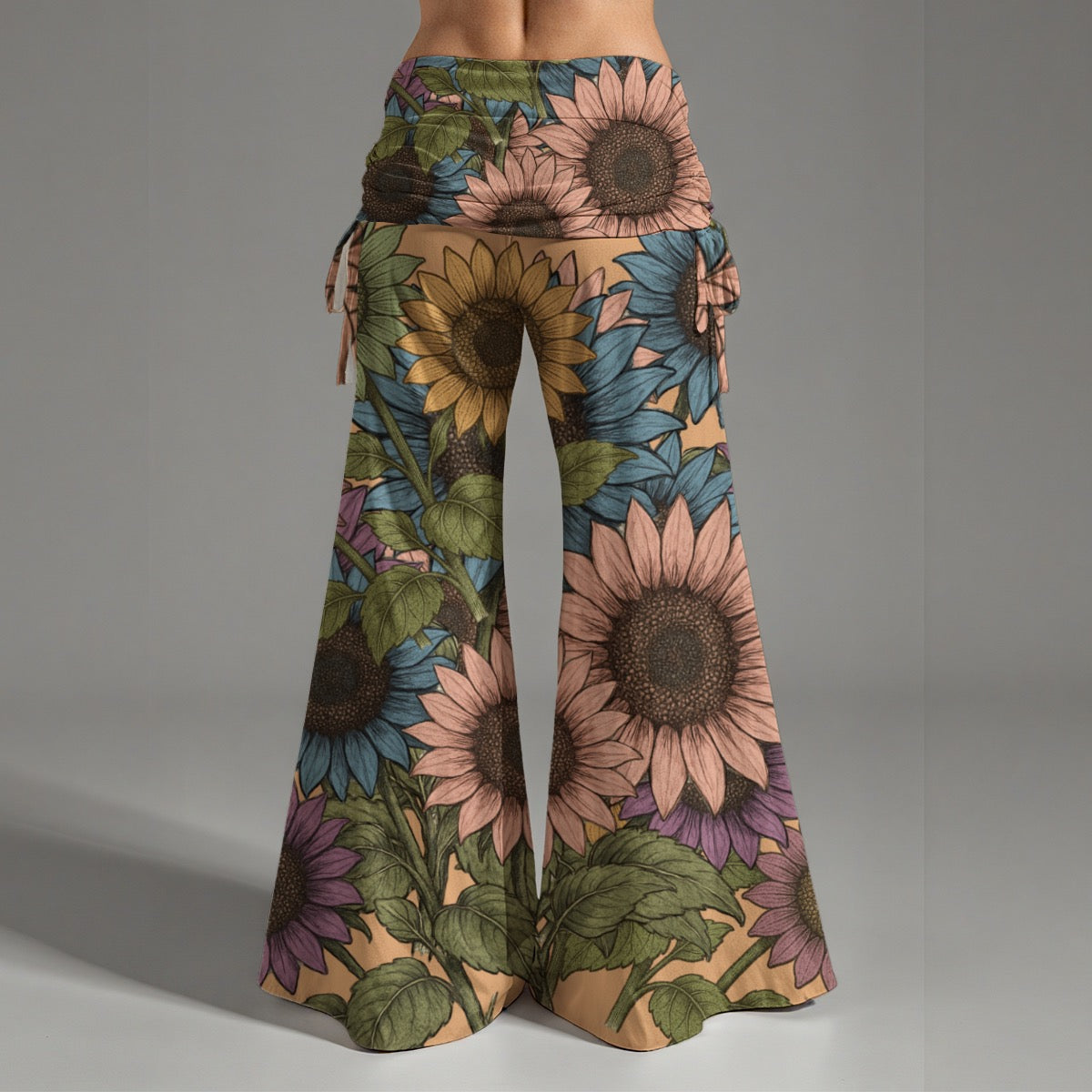Sunflower Child All-Over Print Women's High Waist Wide Leg Pants Matching Couples Travel Outfit