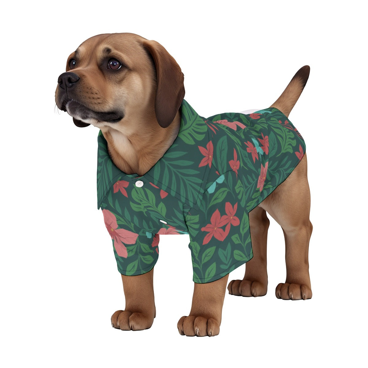 Relaxing Vacay Pet's Hawaiian Shirt - Tropical Floral Green Print Dog Outfit Matching Owner Shirt