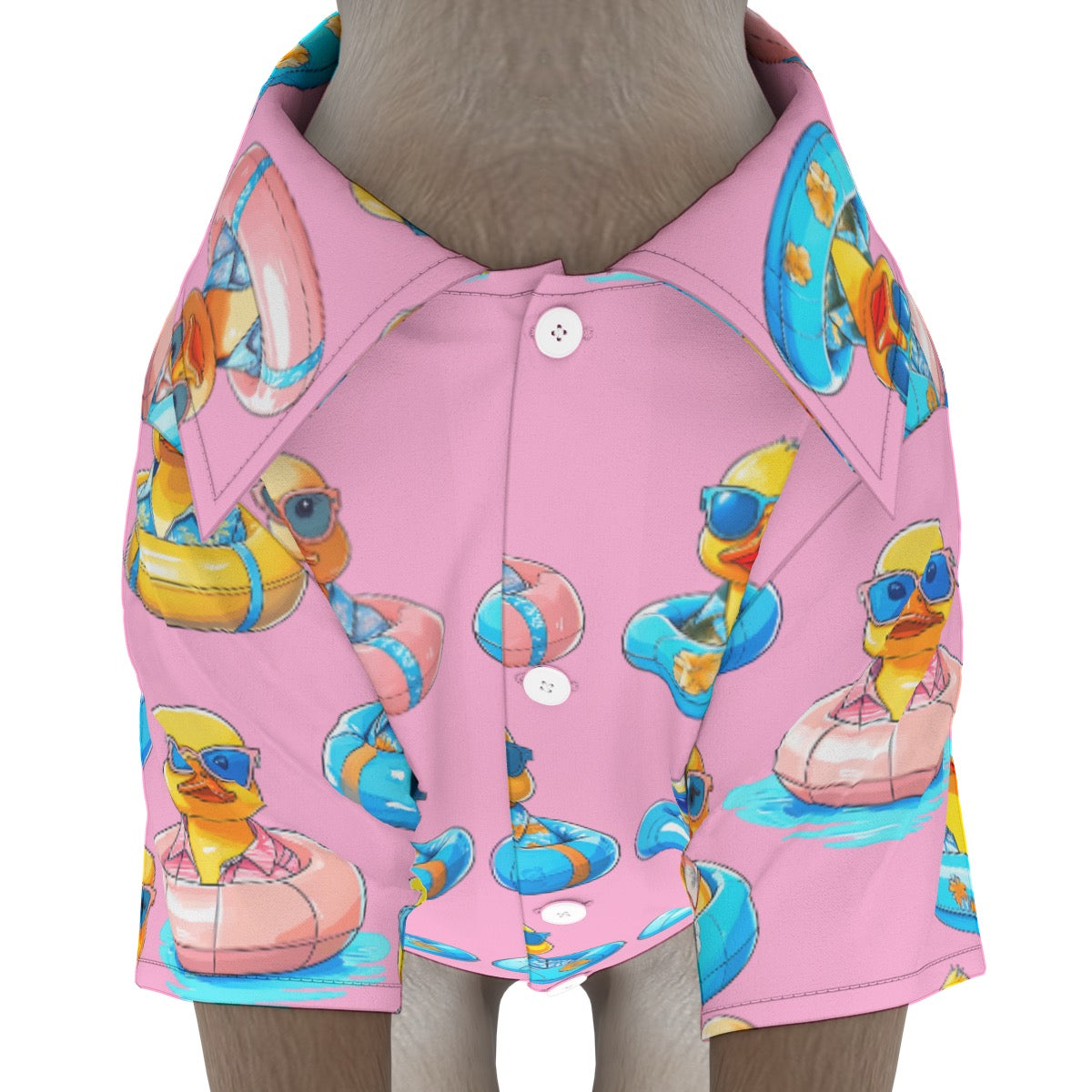 Pet Hawaiian Shirt Pink Rubber Duck Dog Button Up Matching Men's Sold Separately