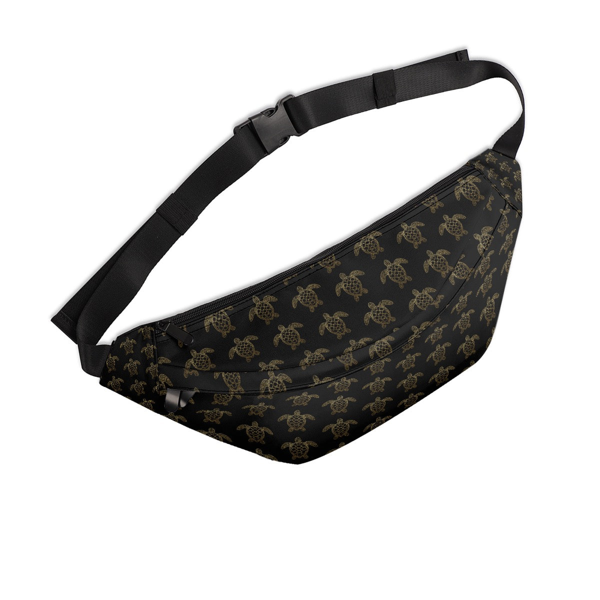 Black & Gold Nautical Sling Bag Elegant Unisex Crossbody Travel Bag Fanny Pack with Multiple Pockets