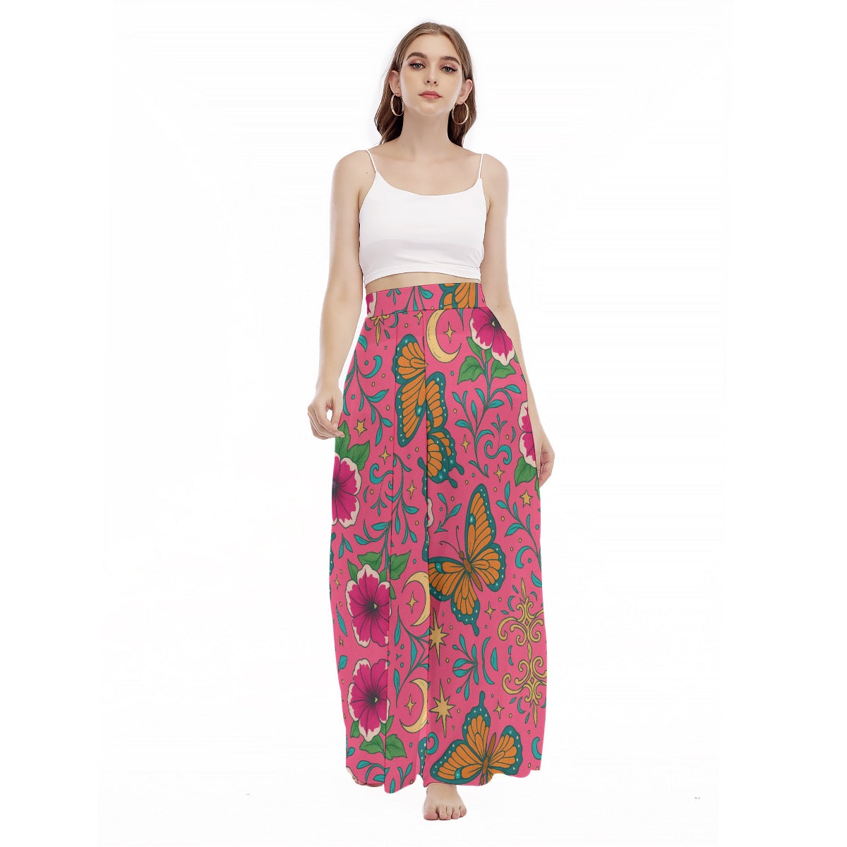 Butterfly Power All-Over Print Women's High Waist Wide Leg Trousers