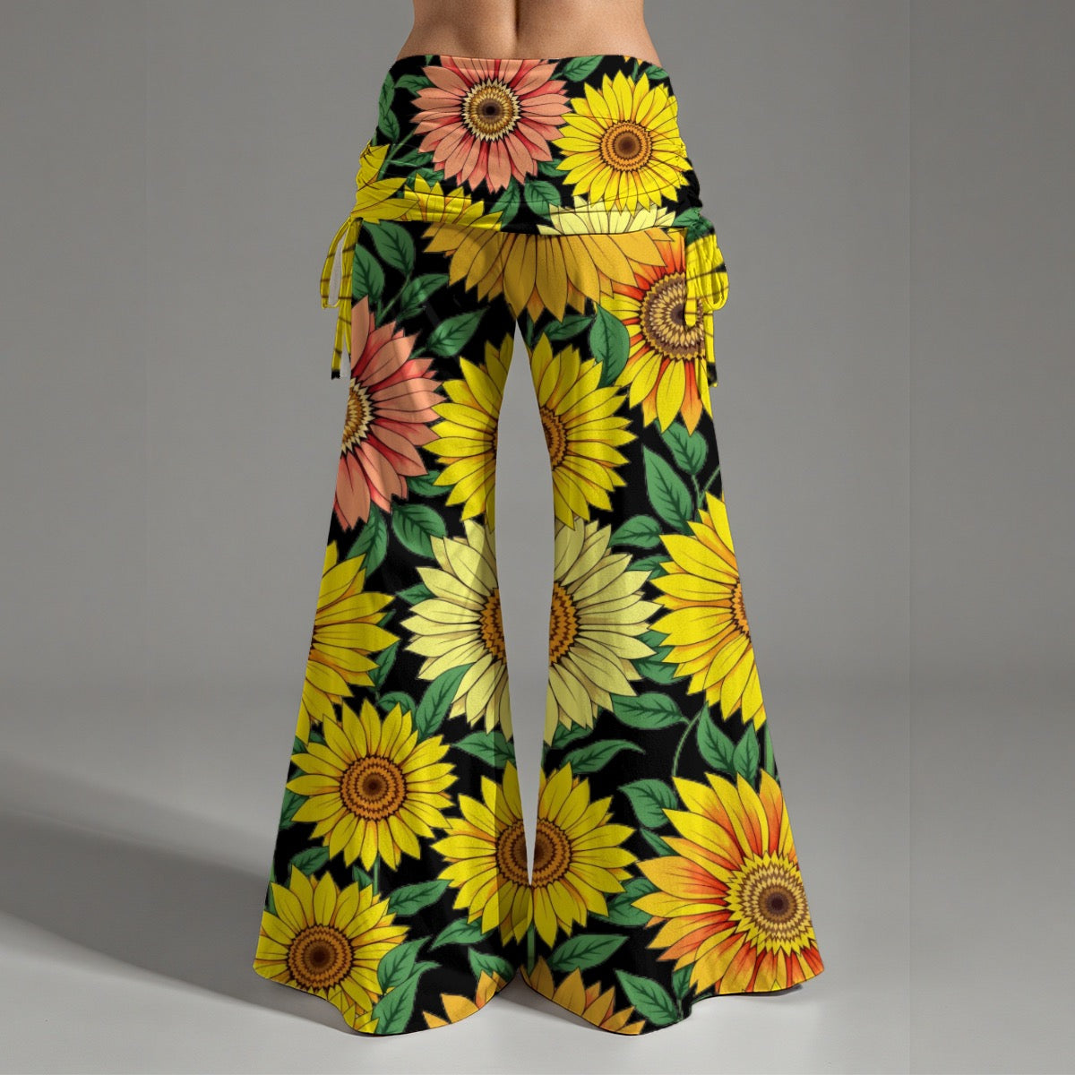 Black & Yellow Sunflower Nights Yoga Pants High-Waisted Stretch Leggings