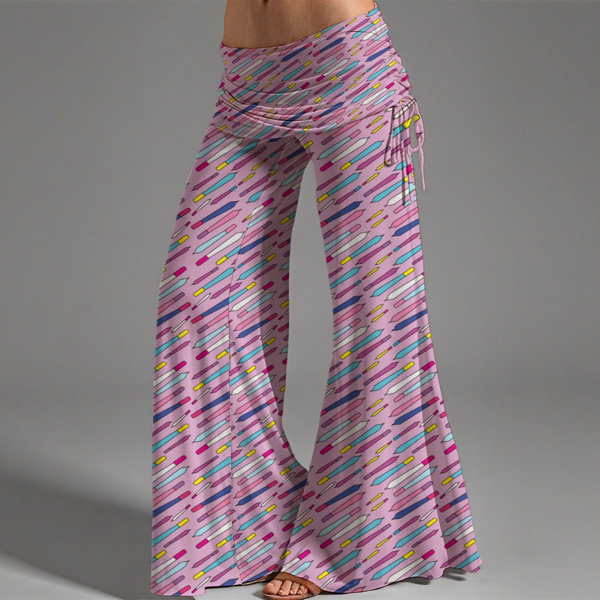 Smoke A Doob Women's High Waist Wide Leg Pants with 90s Style Rolled Joint Cigarette Print