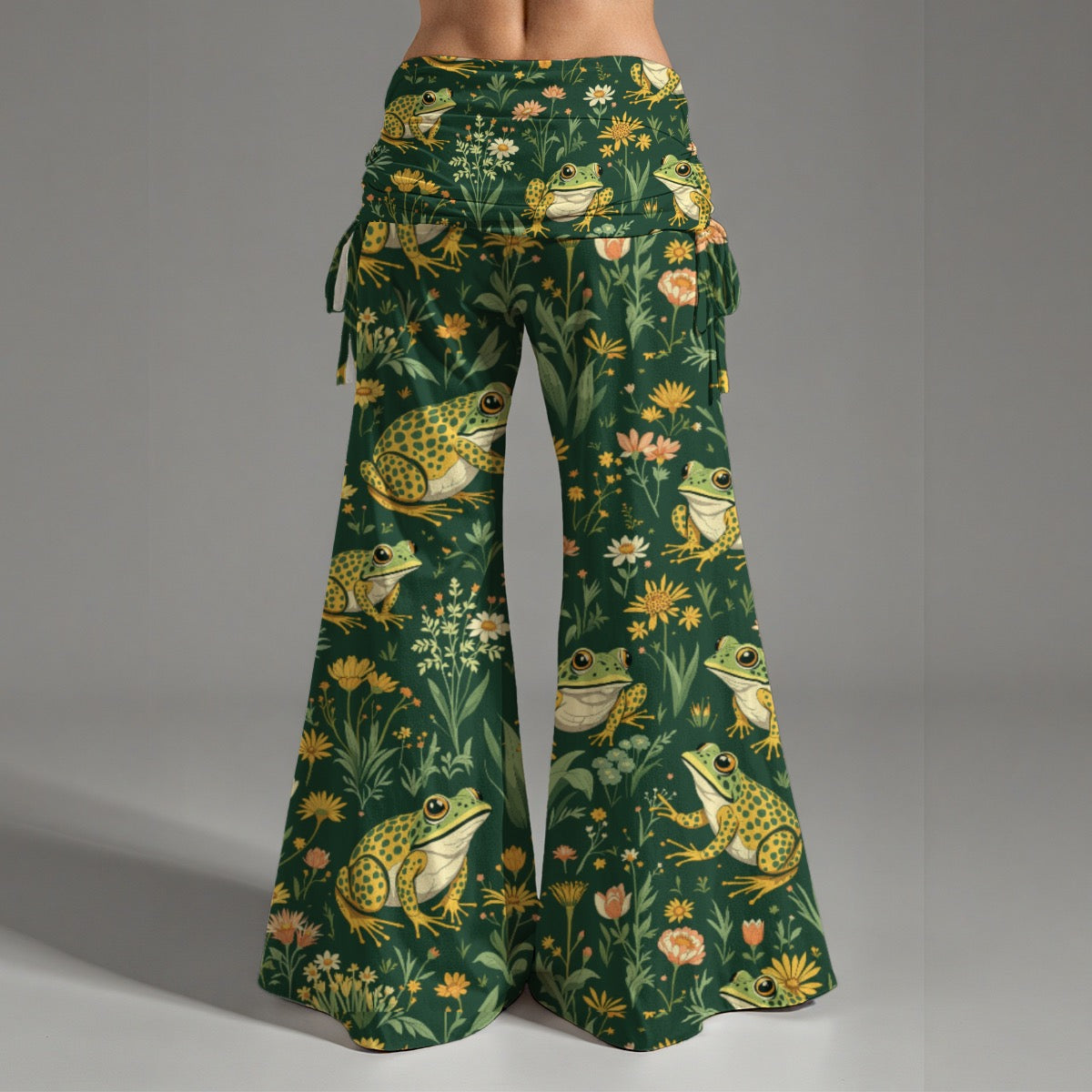 Mystic Frog Print Yoga Pants Green Fairycore High Waisted Leggings Stretchy Bottoms