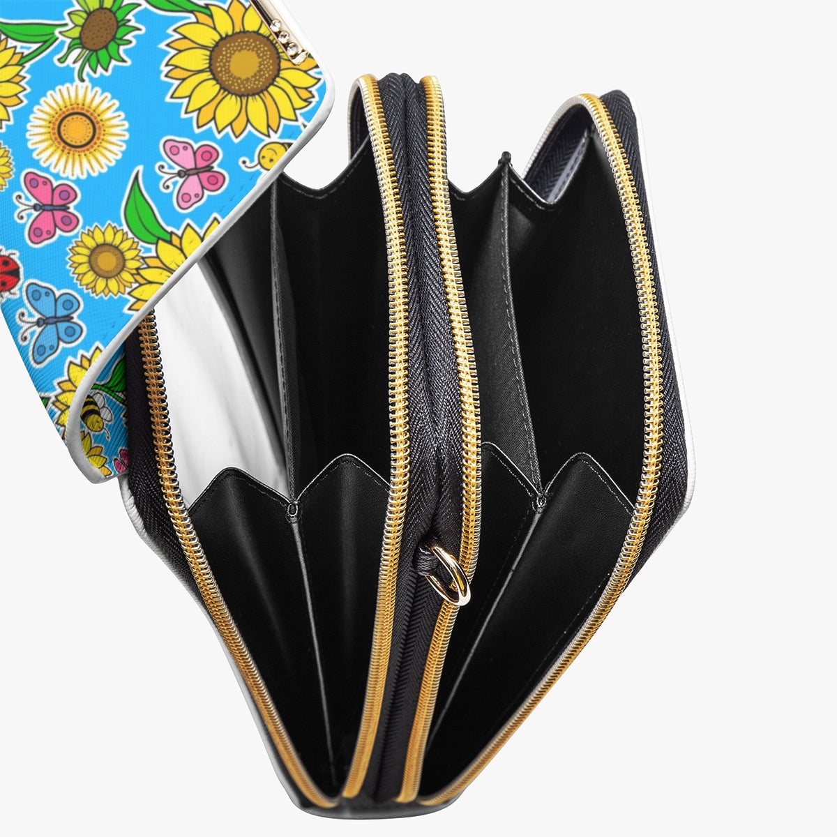 Sky Blue Sunflower Mobile Phone Chest Bag β Floral Garden Print Crossbody Bag