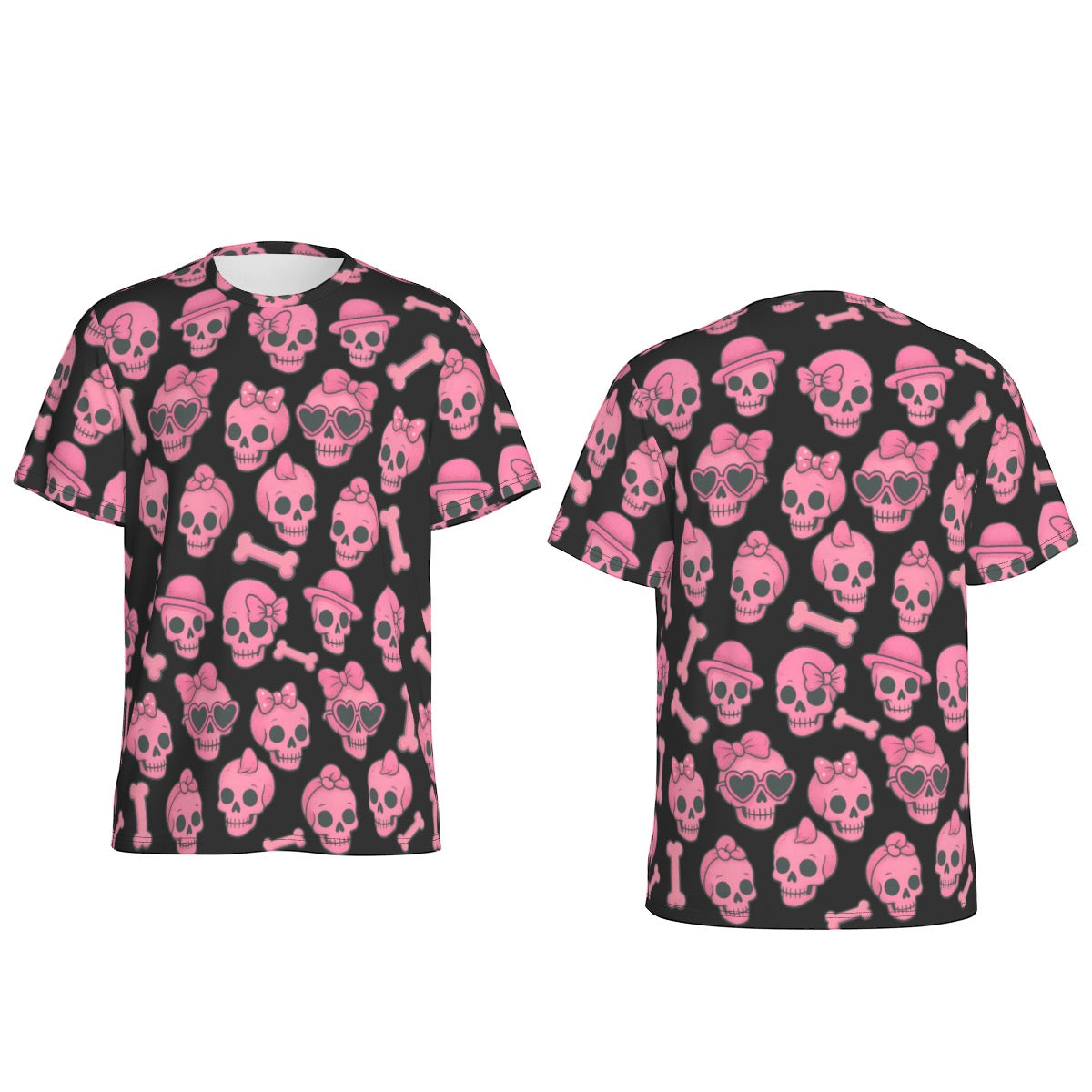 Pink Skull & Bones Men's Sports T-Shirt Soft & Breathable High Elastic Microfiber