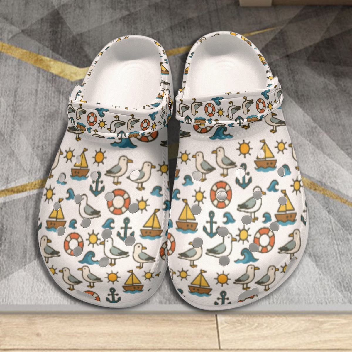Cruise Life Women's Nautical Print Clogs - Lightweight EVA Comfort Sandals for Indoor & Outdoor Wear