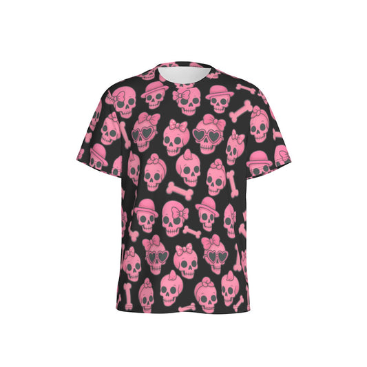 Pink Skull & Bones Men's Sports T-Shirt Soft & Breathable High Elastic Microfiber Shirt