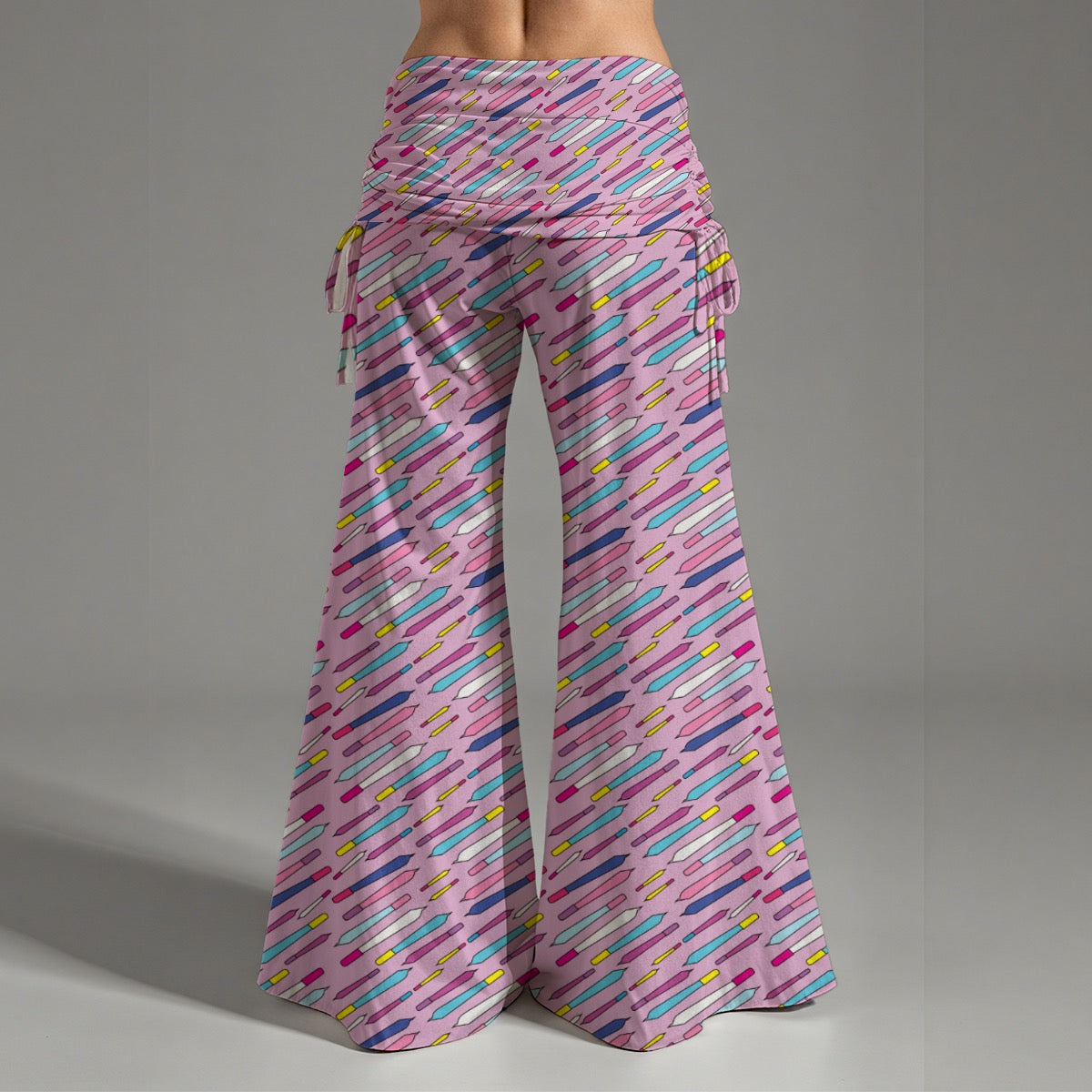 Smoke A Doob Women's High Waist Wide Leg Pants with 90s Style Rolled Joint Cigarette Print
