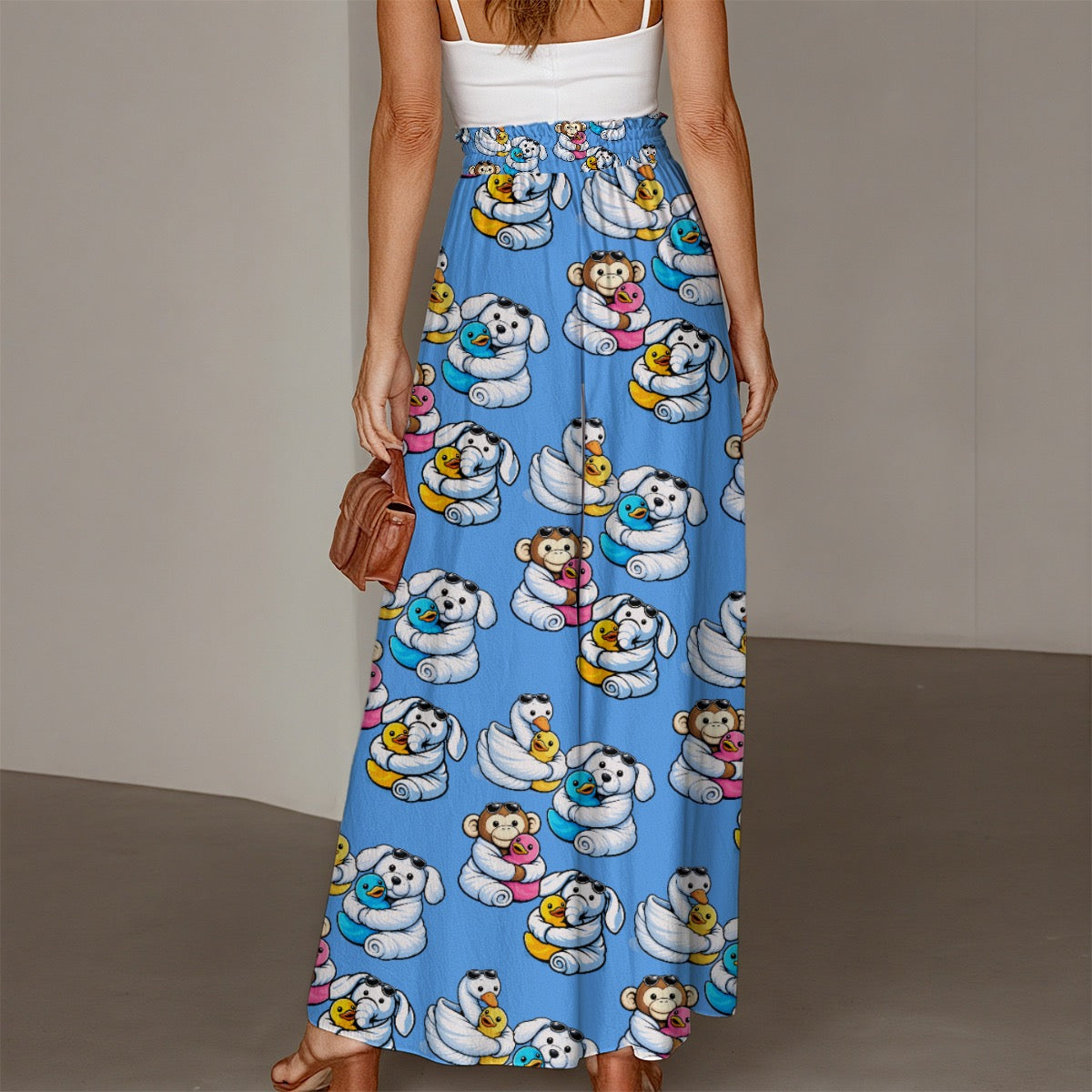 Blue Towel Animal Flare Pants for Women Cruise Vacation Outfit