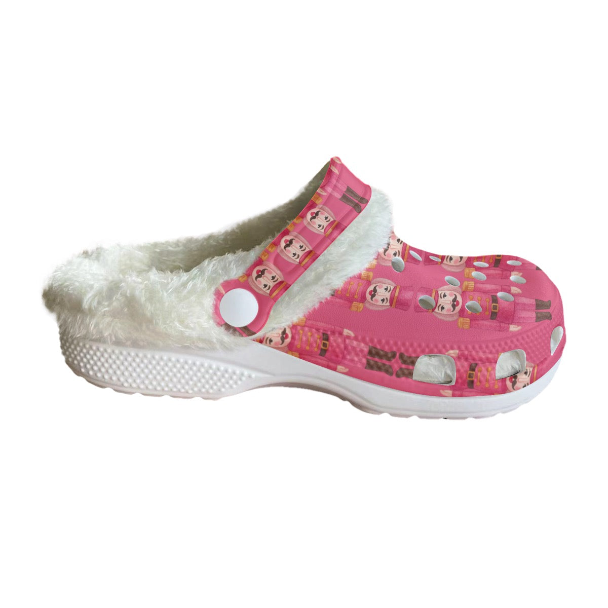 Women's Classic Fleece Clogs Mustache Nutcracker Print Anti-Slip Xmas Ugly Sweater Party Shoes