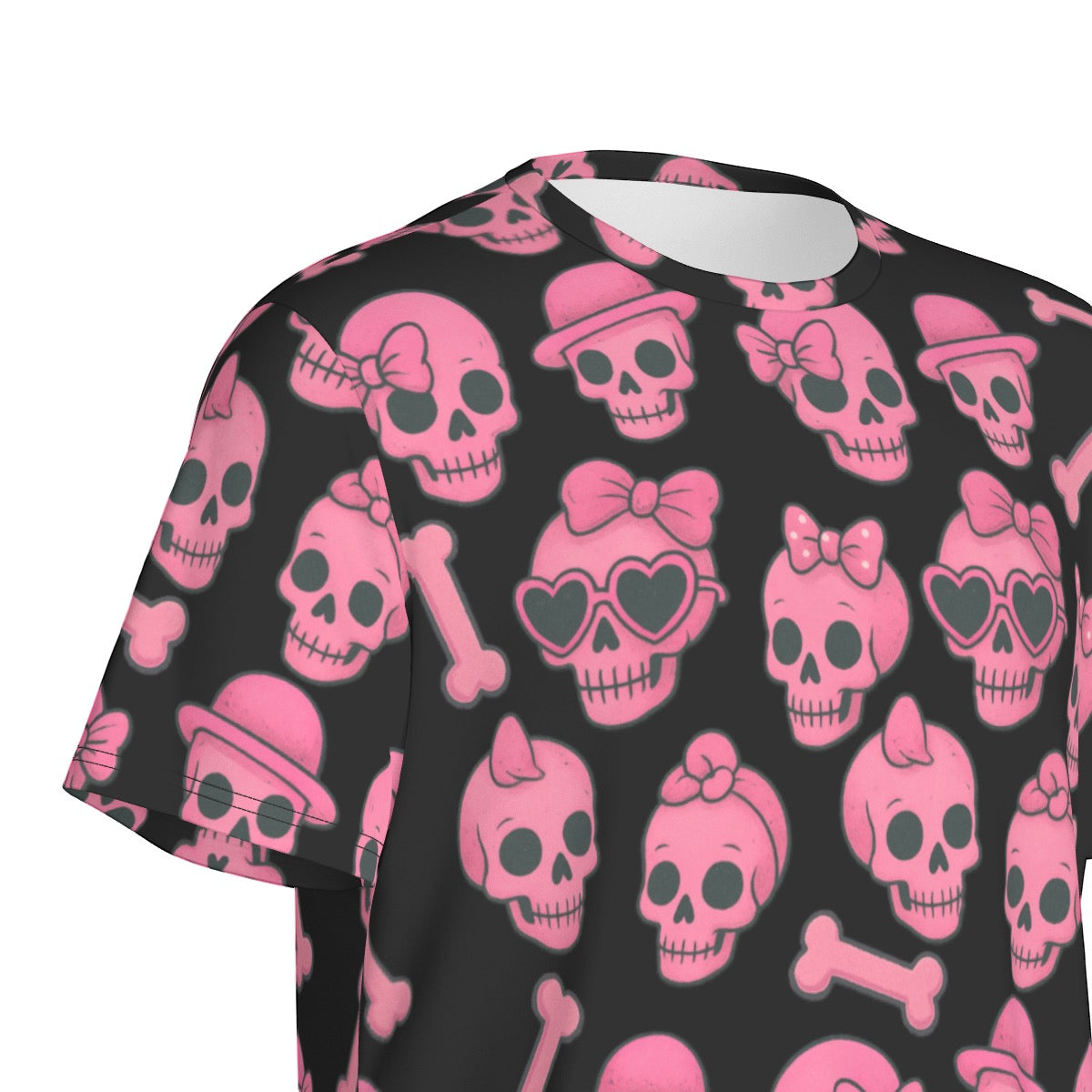 Pink Skull & Bones Men's Sports T-Shirt Soft & Breathable High Elastic Microfiber