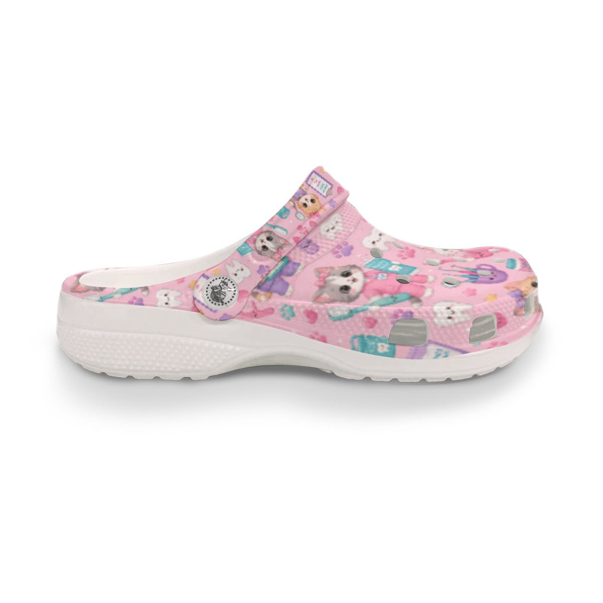 Pink Dental Dentist Kitty Cat Cute Themed Classic Clogs for Women