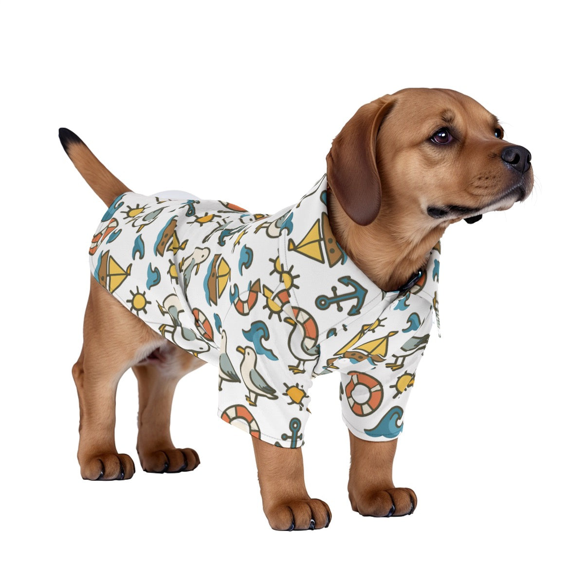 Ships Away Pet's Hawaiian Shirt - Stylish Nautical Print Dog Clothes for Beach or Cruise Vacation
