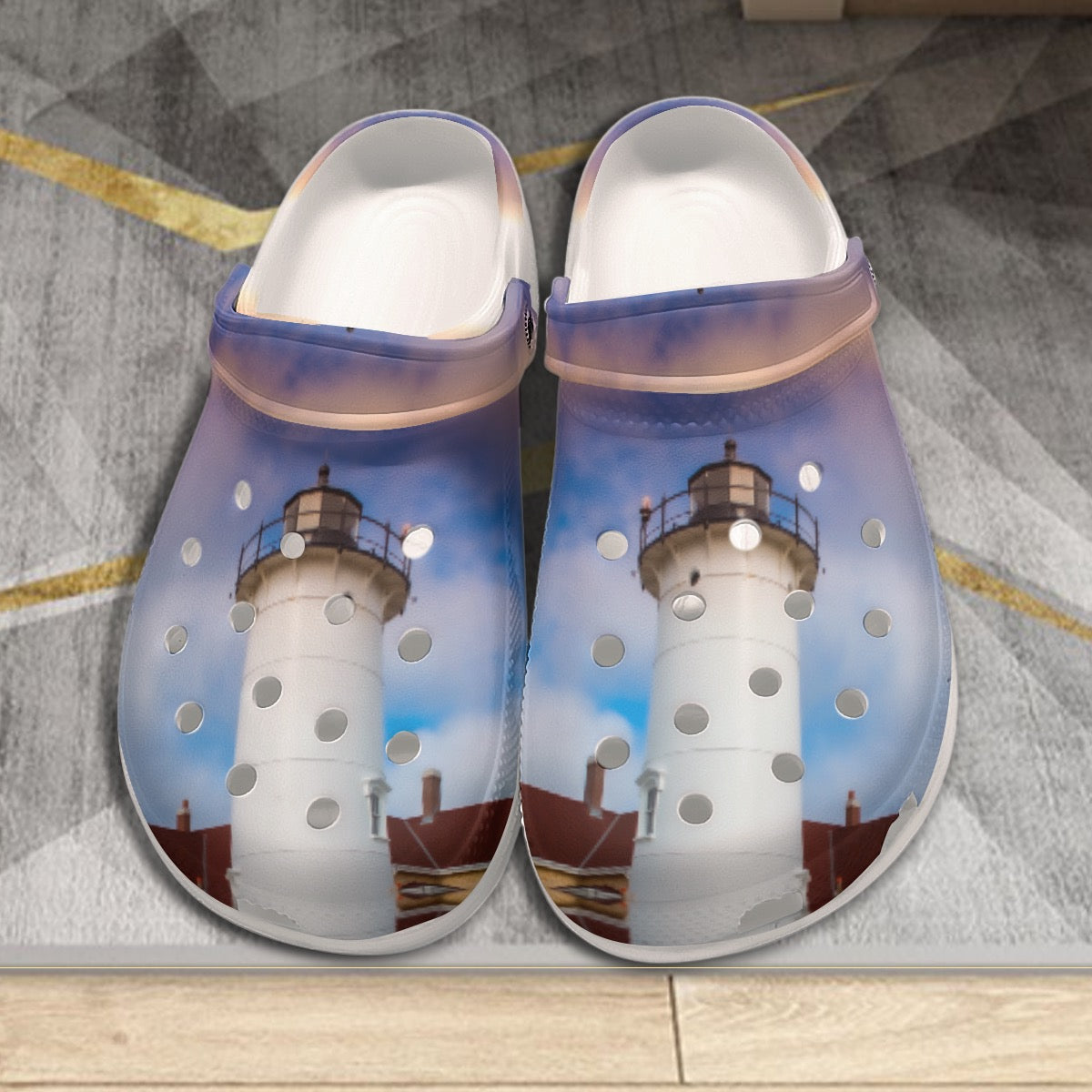 Women's Cape Cod Lighthouse Print Garden Clogs Lightweight EVA SandalsAnti-Slip Sole Beach Shoes