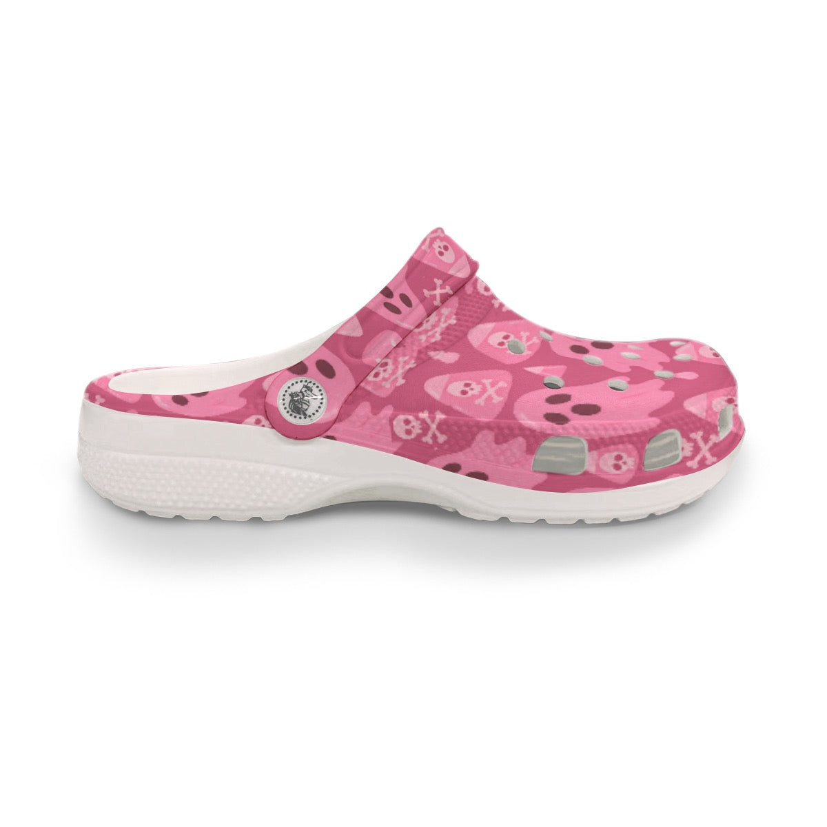 Women's Pink Spooky Ghost Skull Halloween Clogs by Crocs - Lightweight Anti-Slip EVA Sandals
