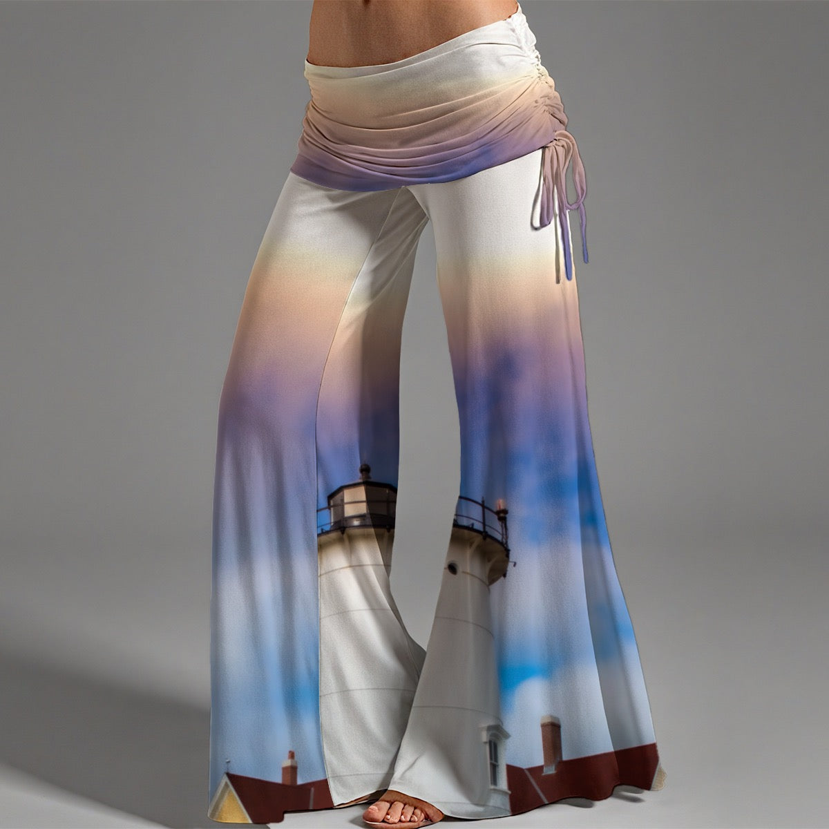 Cape Cod Lighthouse Women's High Waist Wide Leg Pants Lightweight & Breathable Fabric