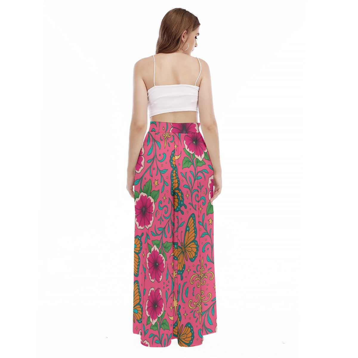 Butterfly Power All-Over Print Women's High Waist Wide Leg Trousers
