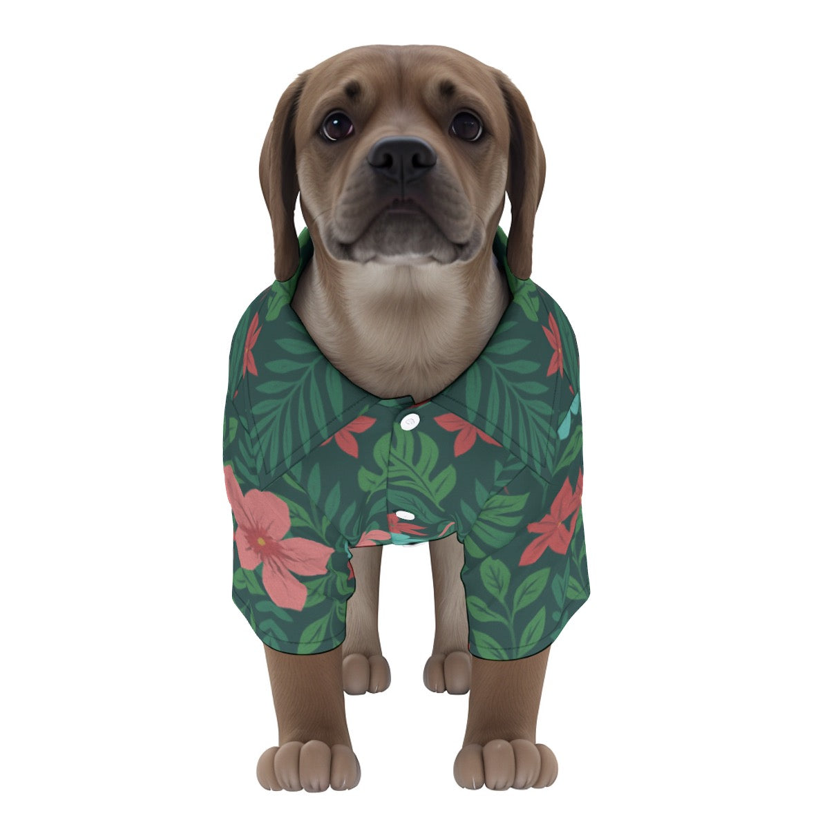 Relaxing Vacay Pet's Hawaiian Shirt - Tropical Floral Green Print Dog Outfit Matching Owner Shirt