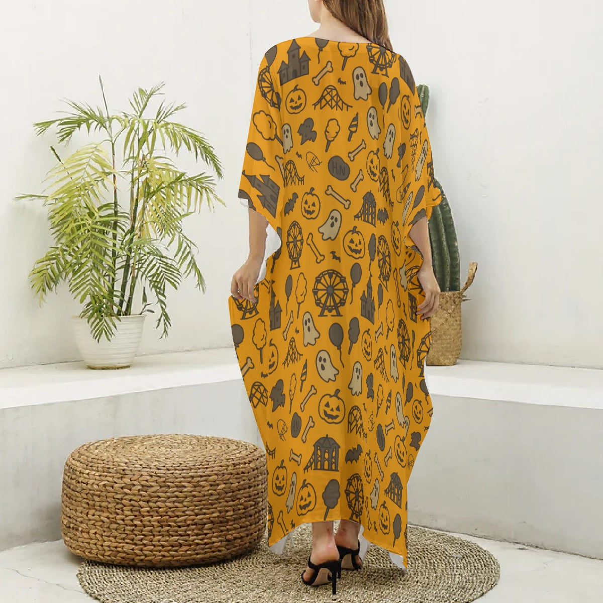 Park Closed Forever Couples Matching Halloween All-Over Print Women's Imitation Silk V-neck Robe