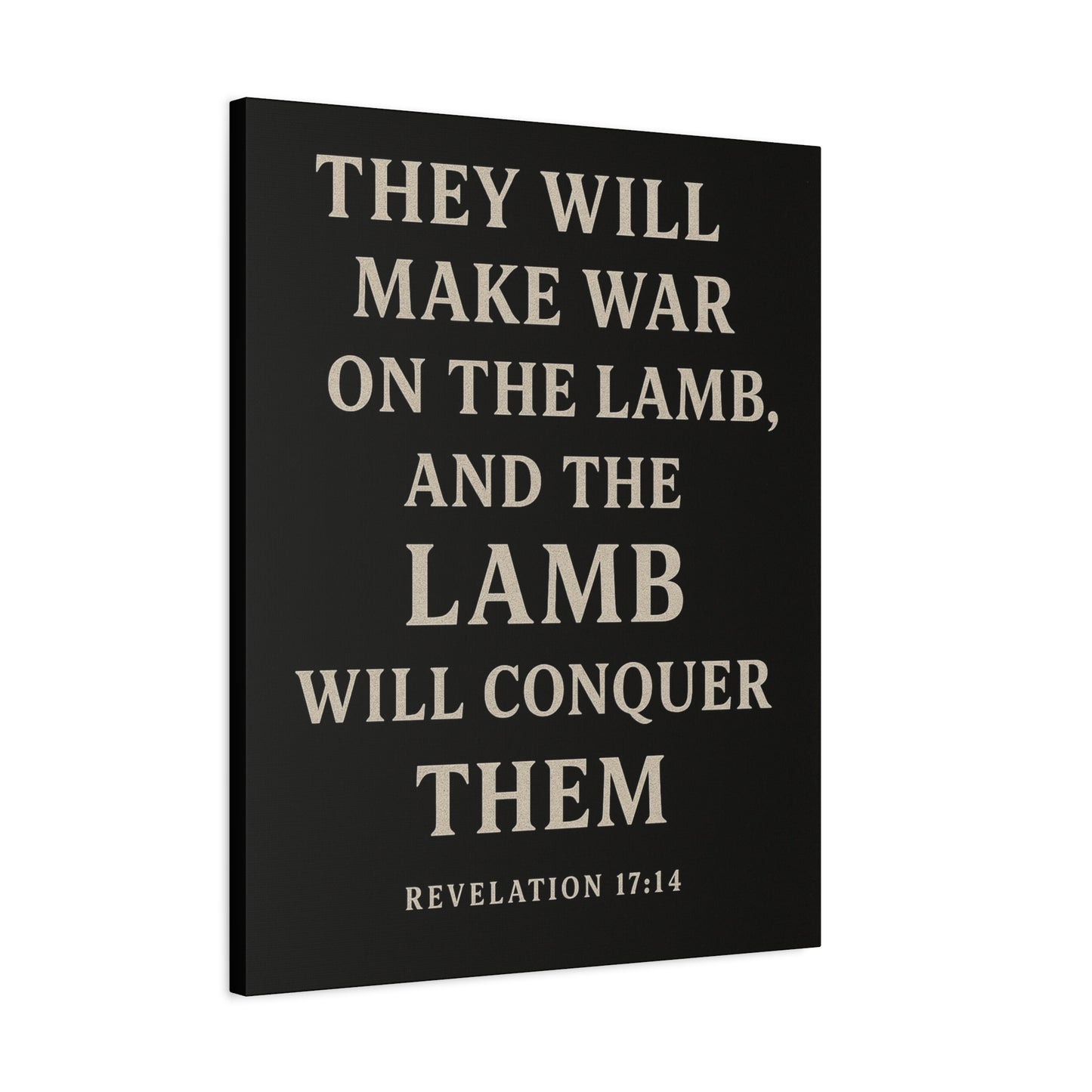They Will Make War On The Lamb and The Lamb Will Conquer Them Book of Revelations Quote Inspirational Wall Art Canvas Religious Home Decor